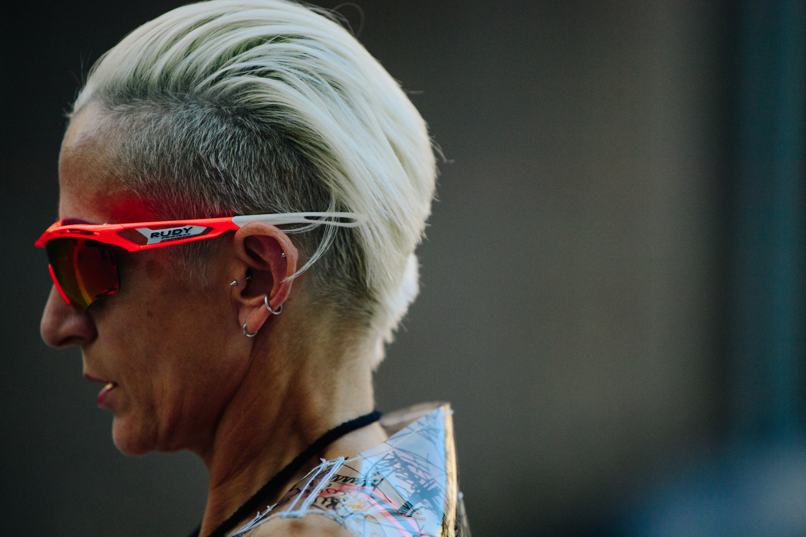 Woman wearing cycling glasses