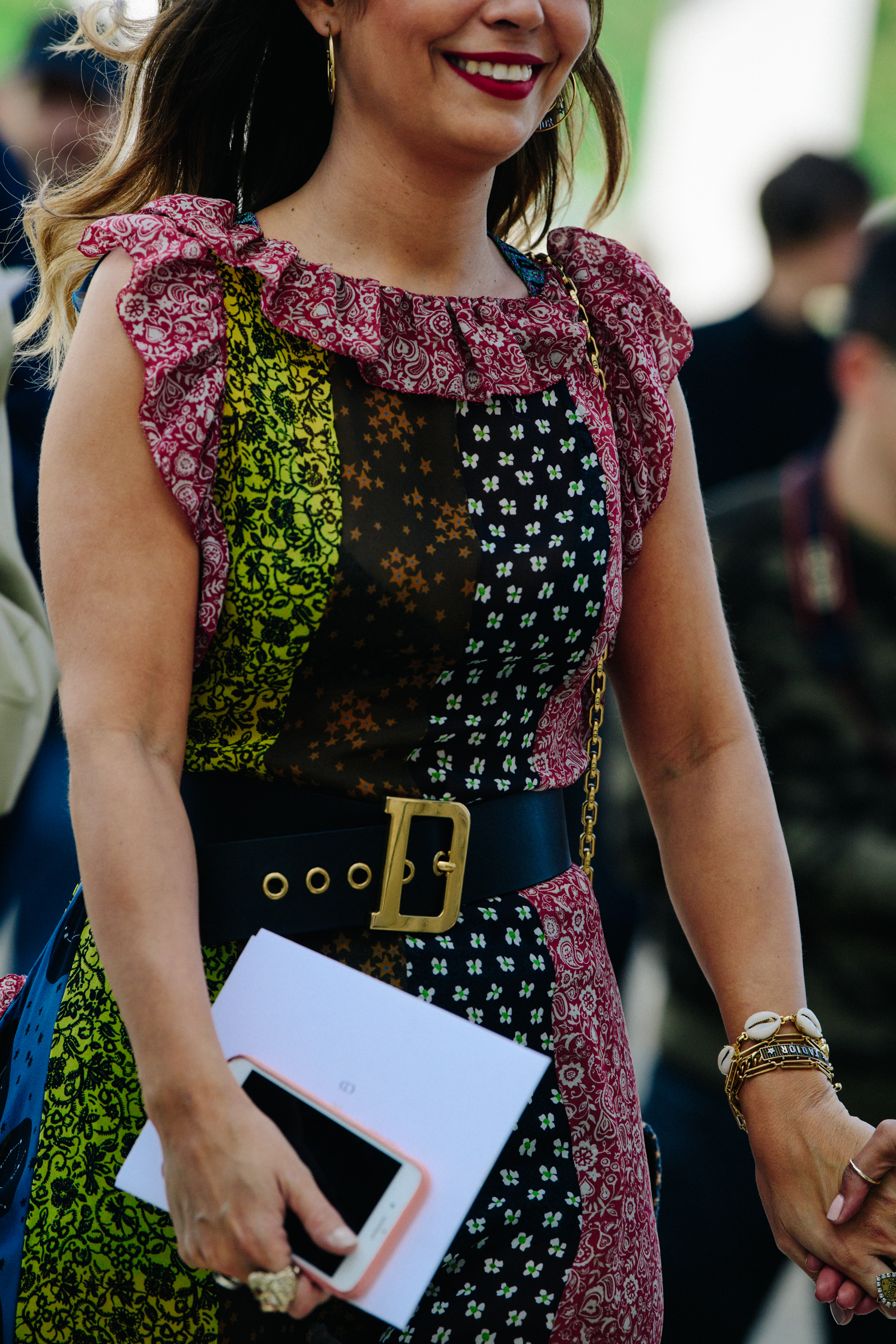 Woman wearing Christian Dior belt