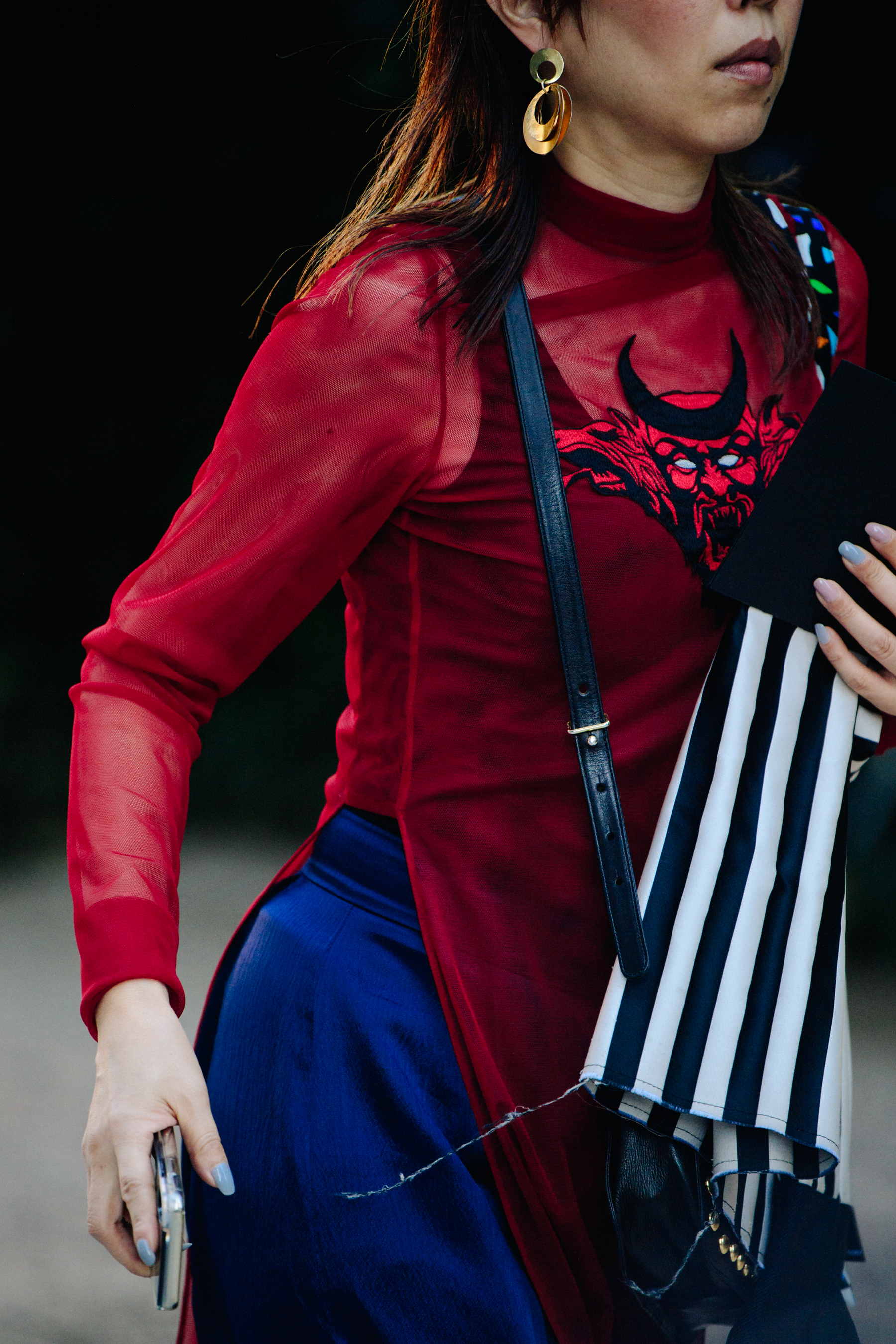 Woman wearing red shirt