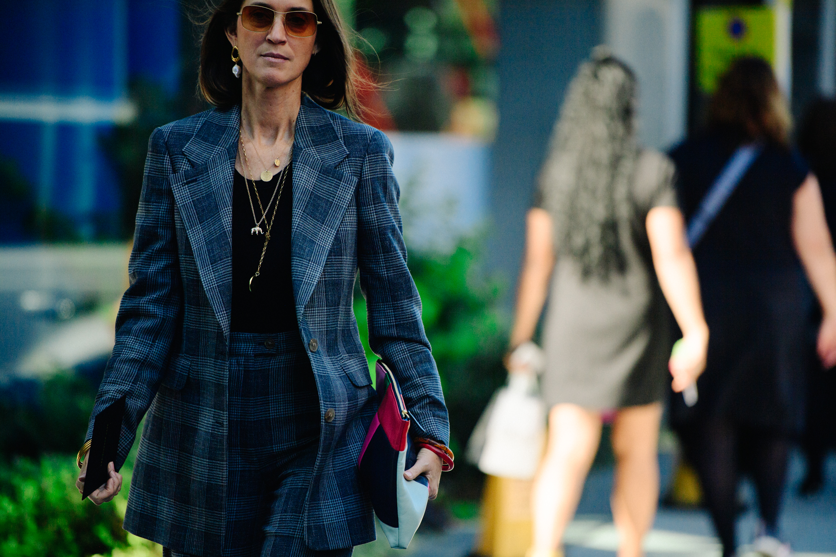 Woman wearing grey suit