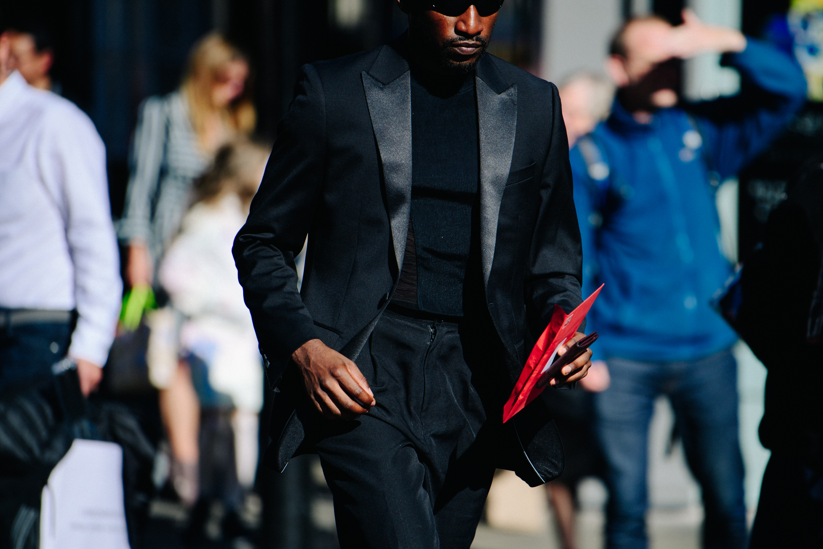 Man wearing black suit