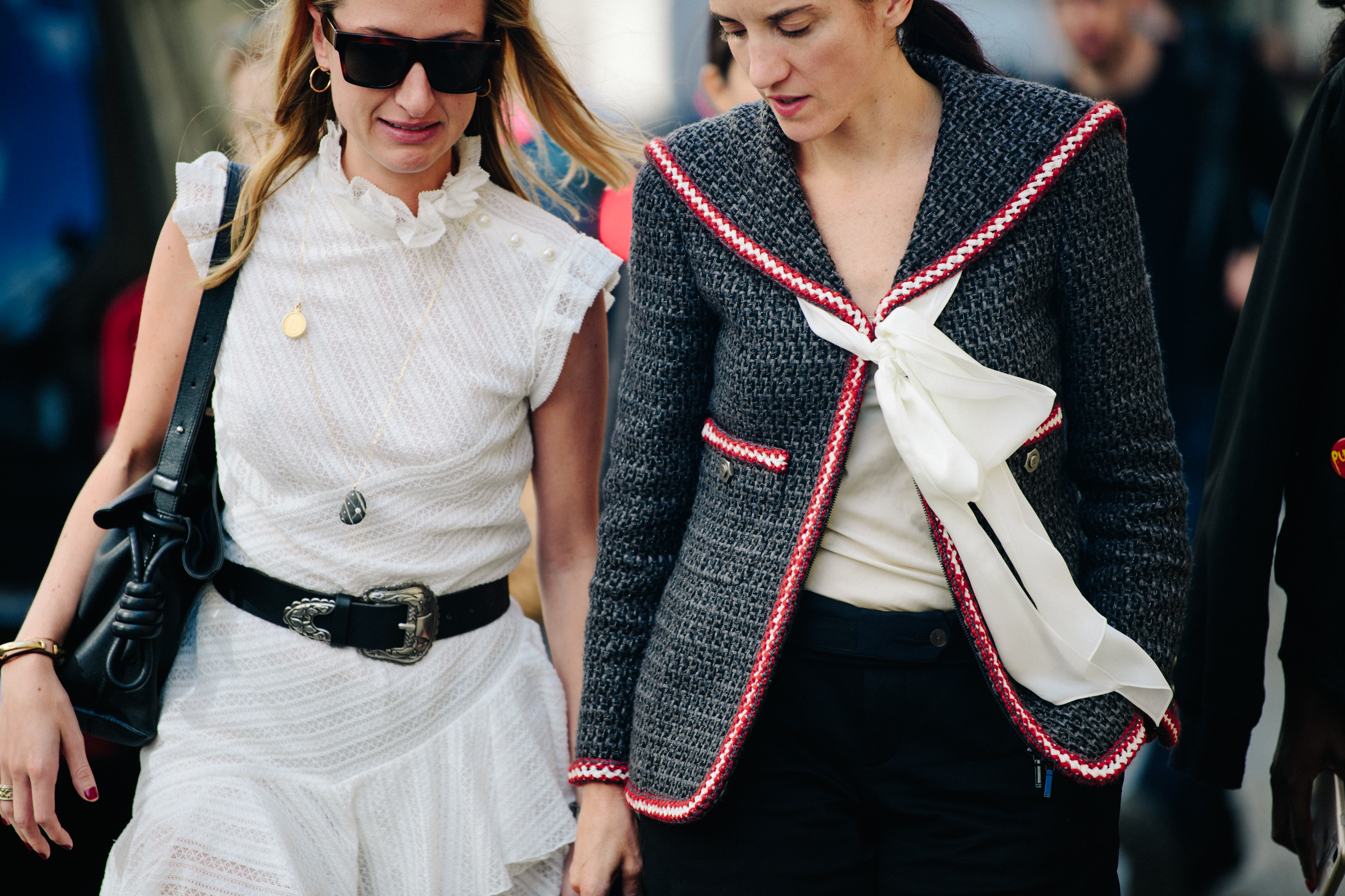 Two women wearing wool outfits