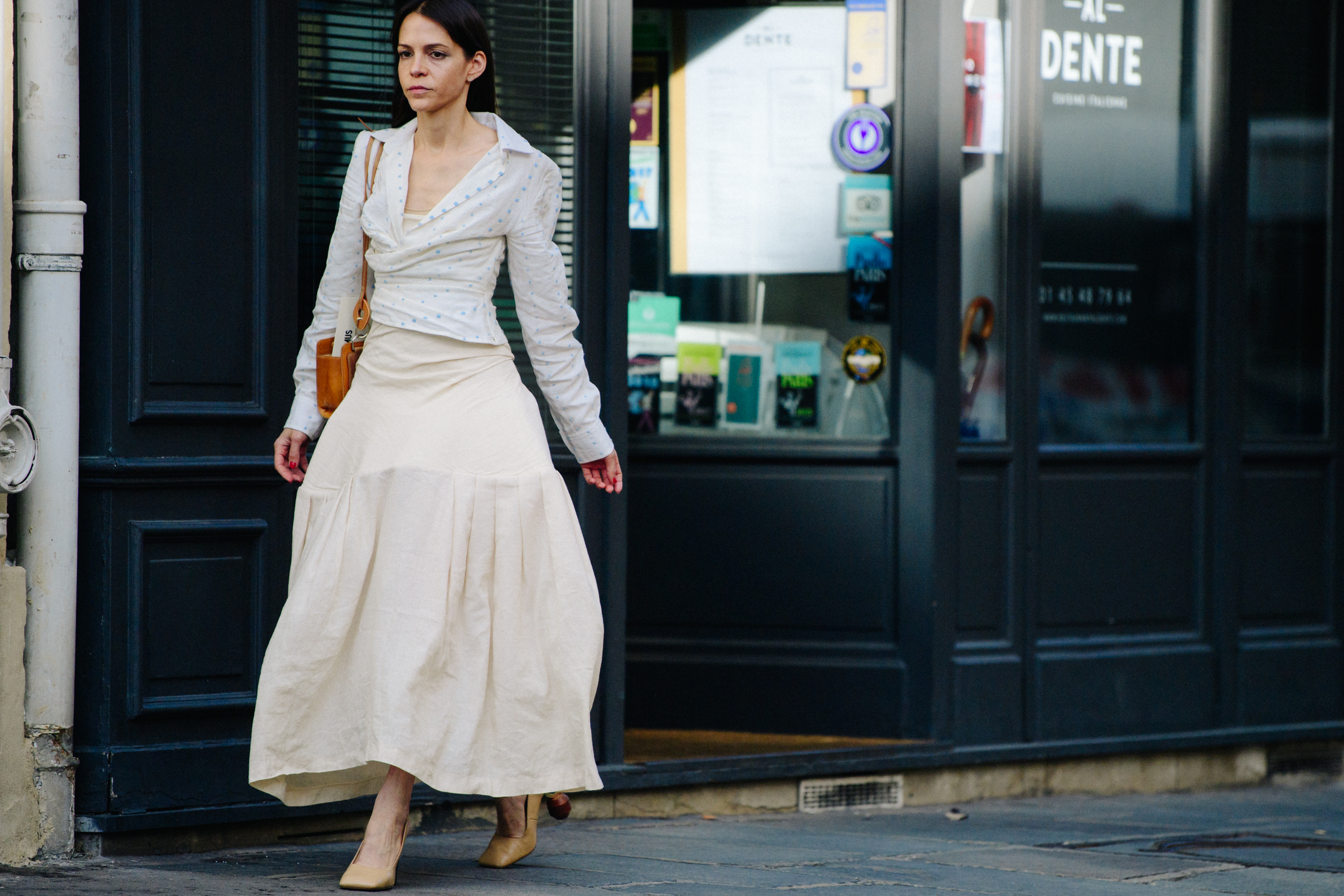 Woman wearing white dress