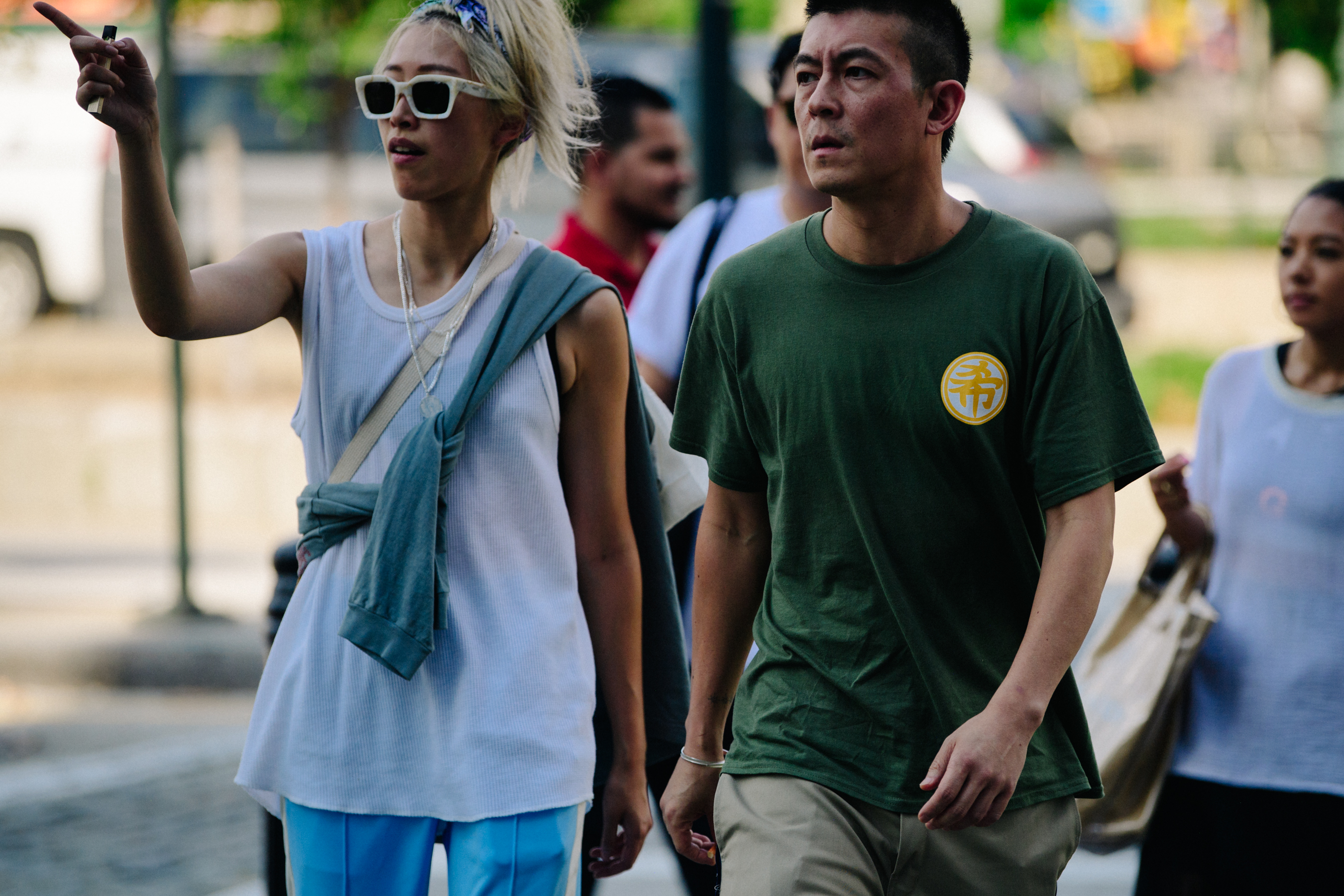 Couple wearing light tee shirts