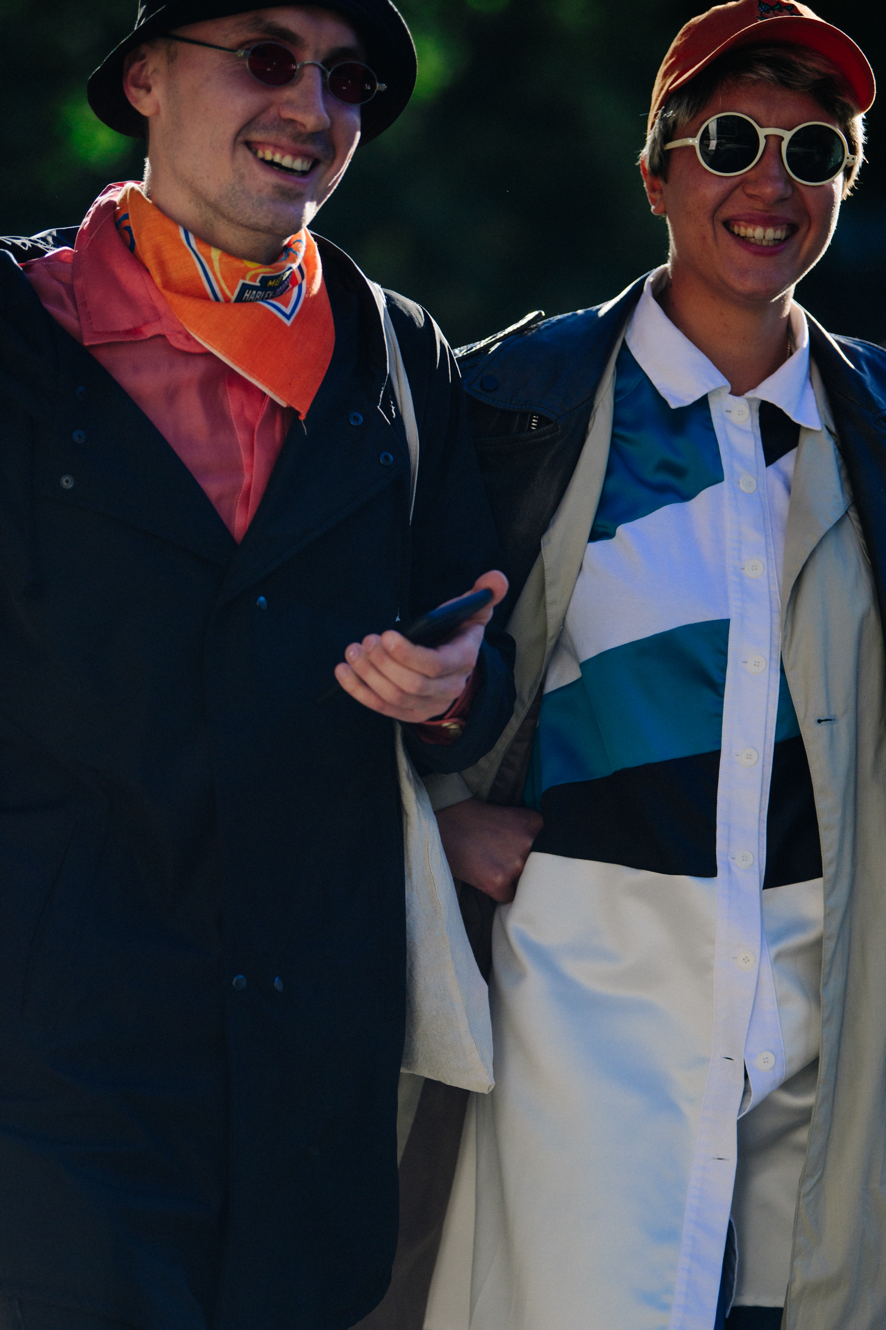 Couple wearing round sunglasses