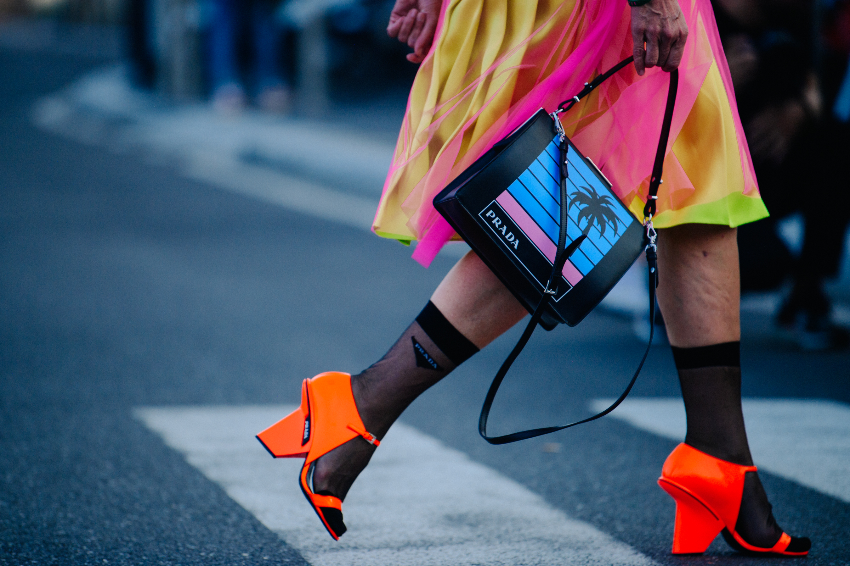 Woman wearing Prada heels