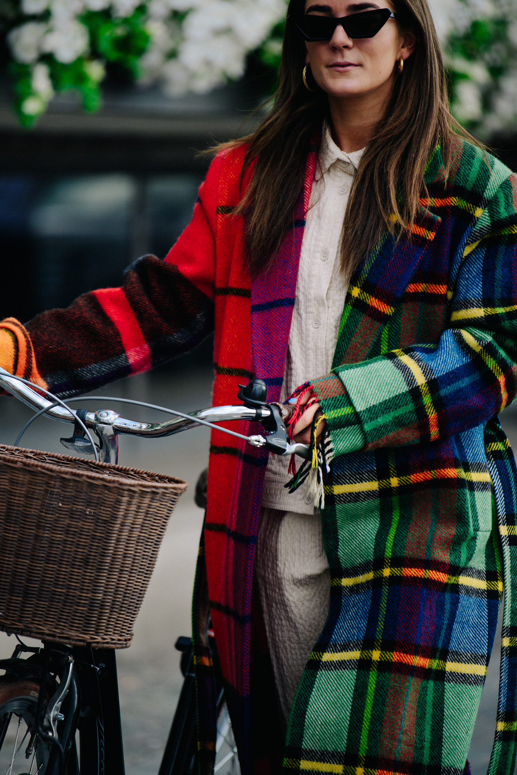 Woman wearing multicoloured coat