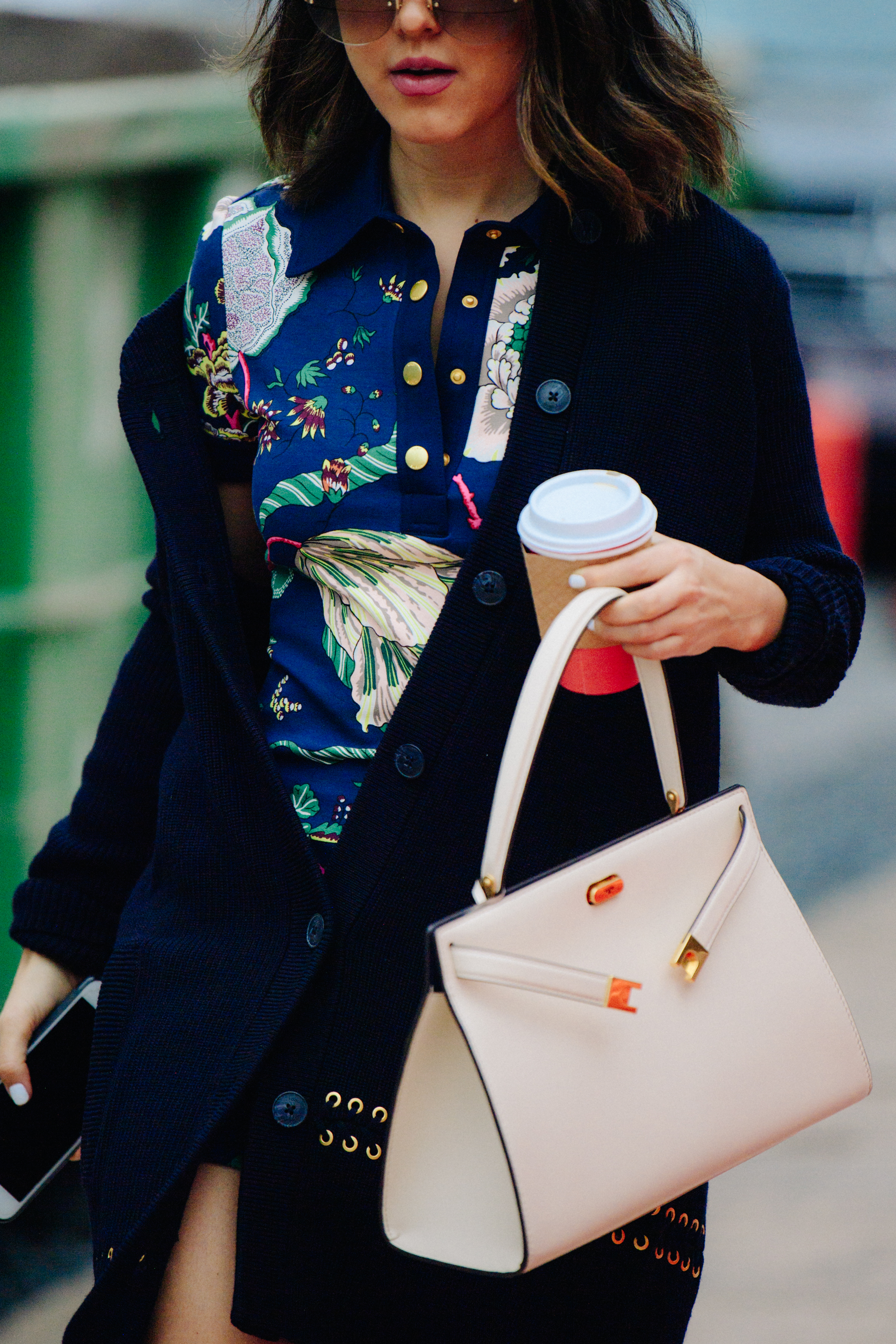 Woman wearing floral top