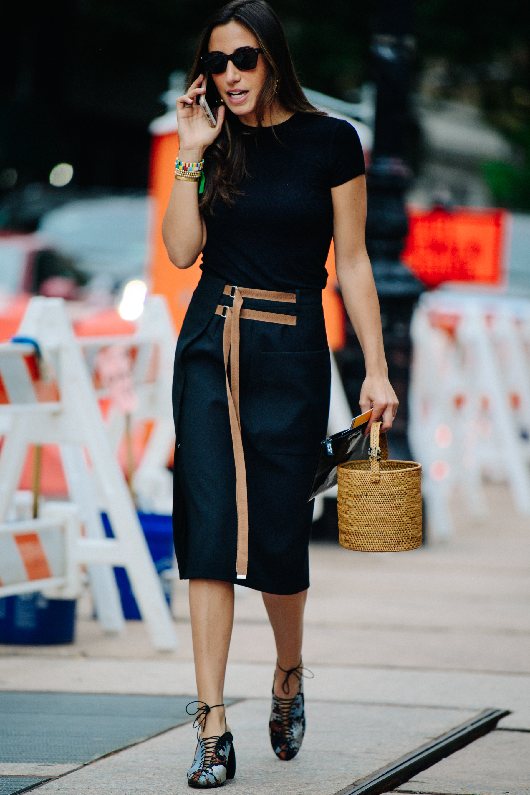 Woman wearing black dress