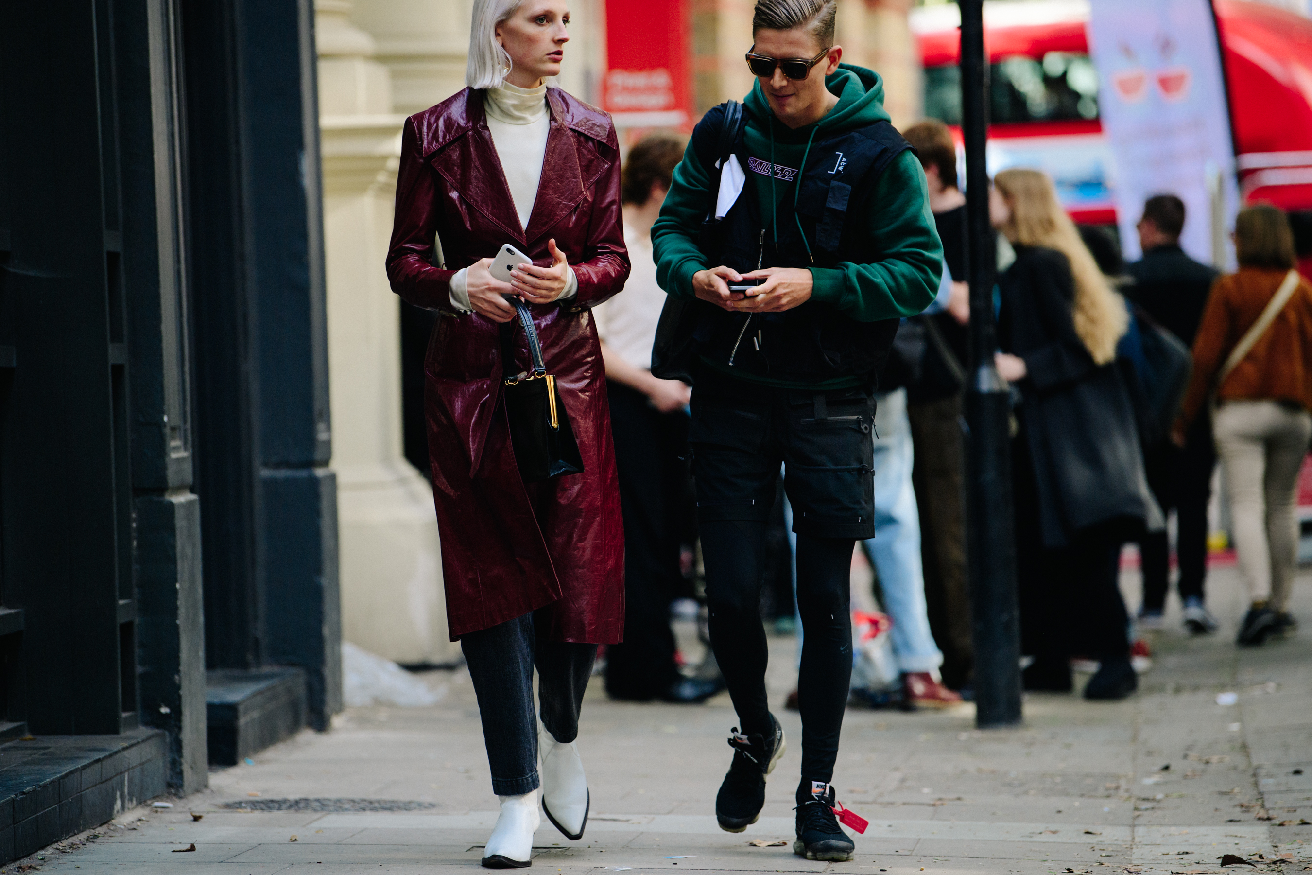 Couple wearing red and green