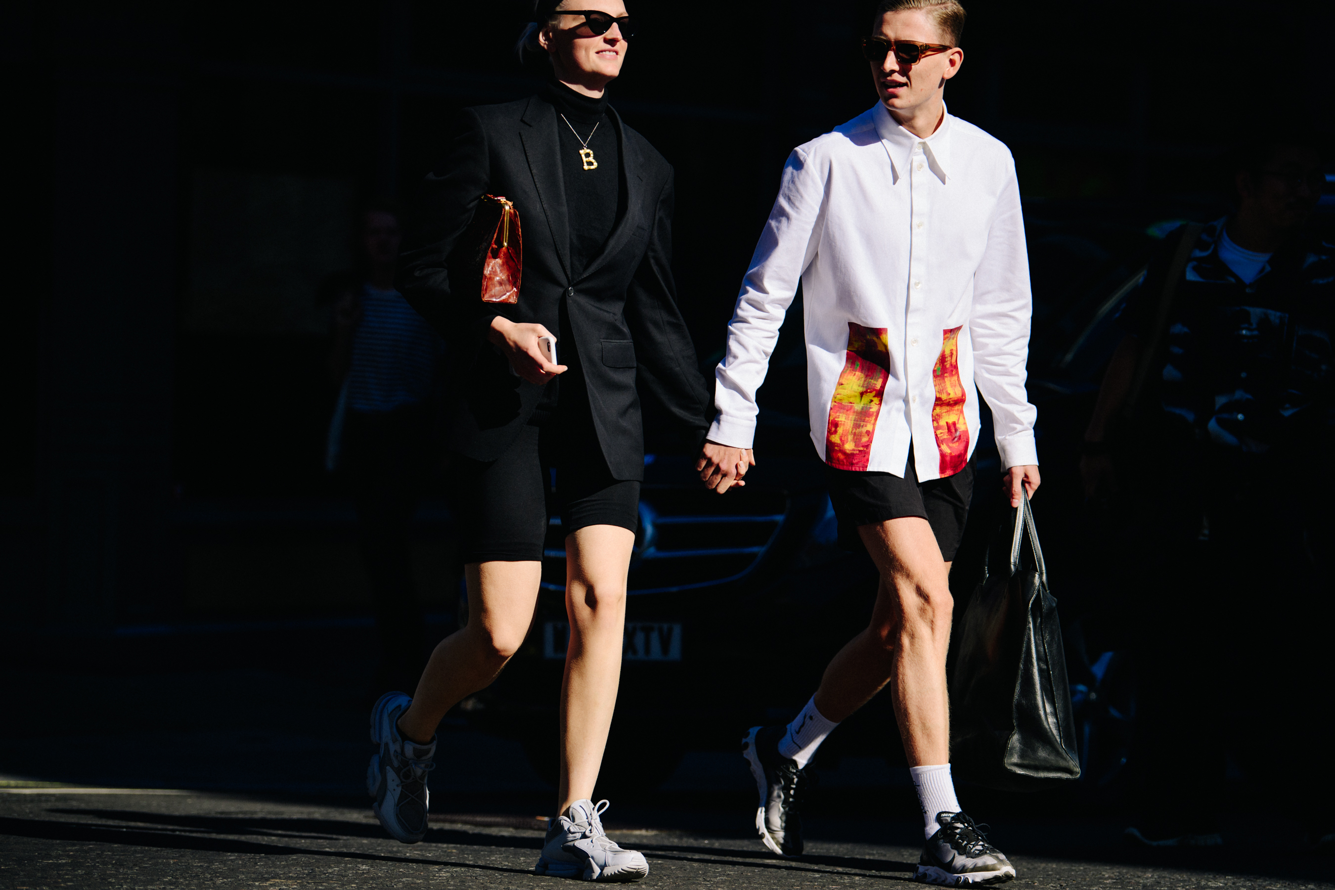 Couple wearing white and black