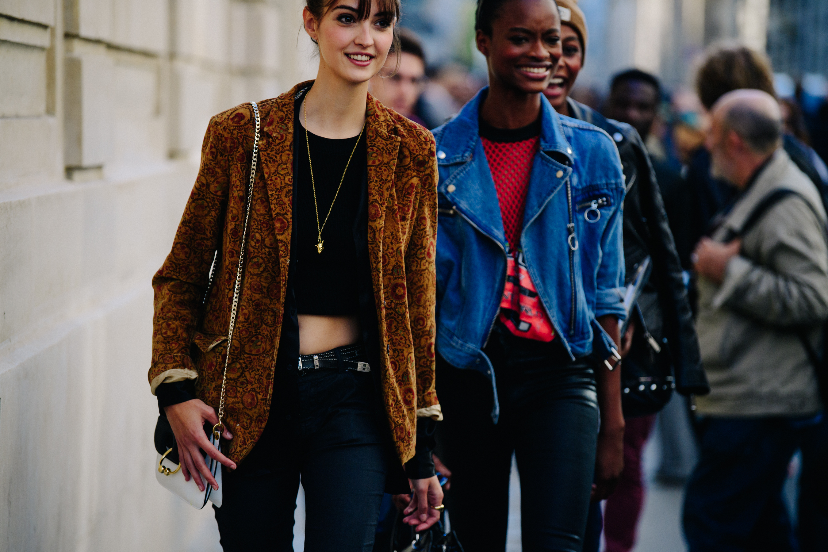 Models wearing pattern coats