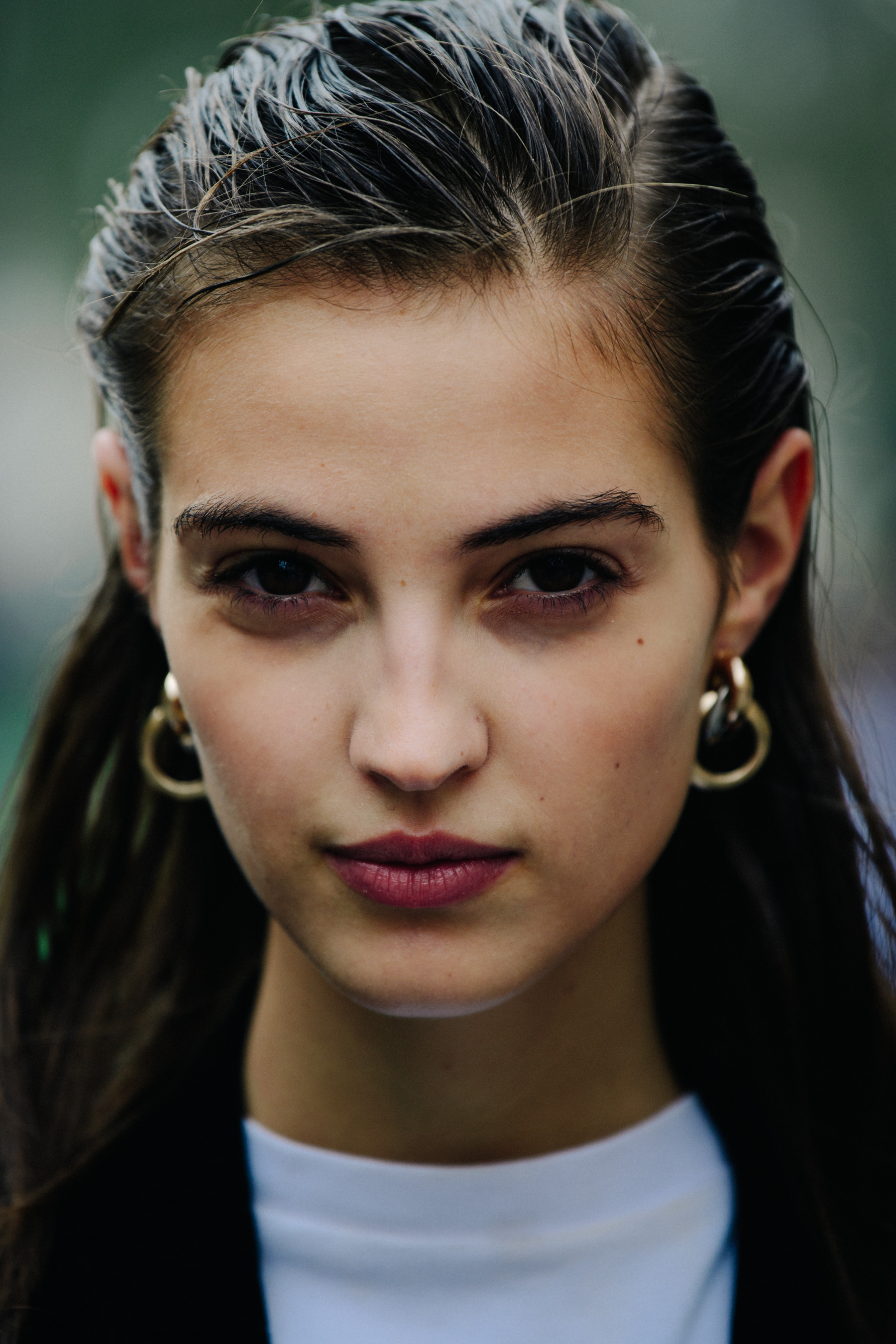 Portrait of French model with brown eyes