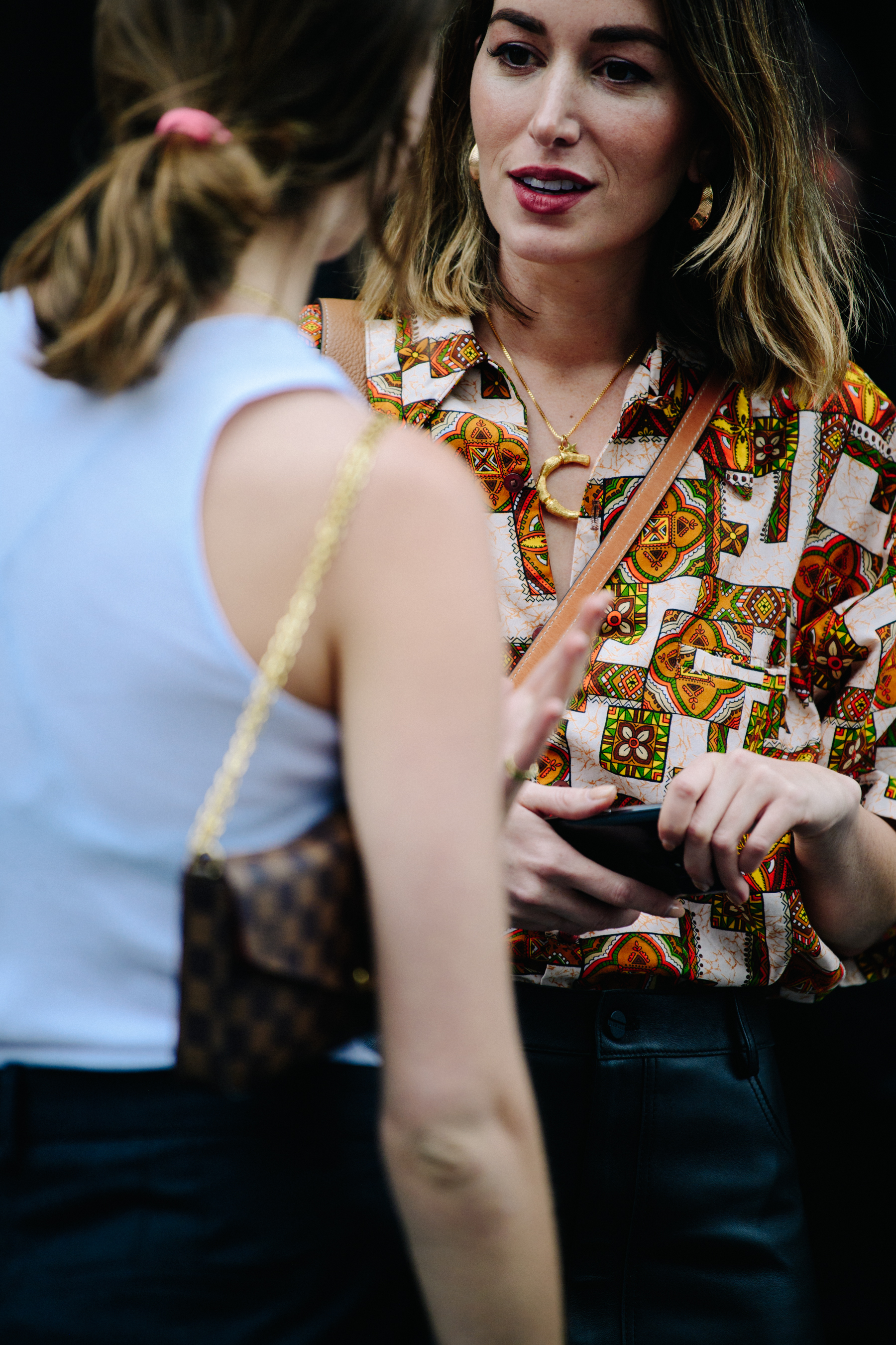 Woman wearing pattern shirt