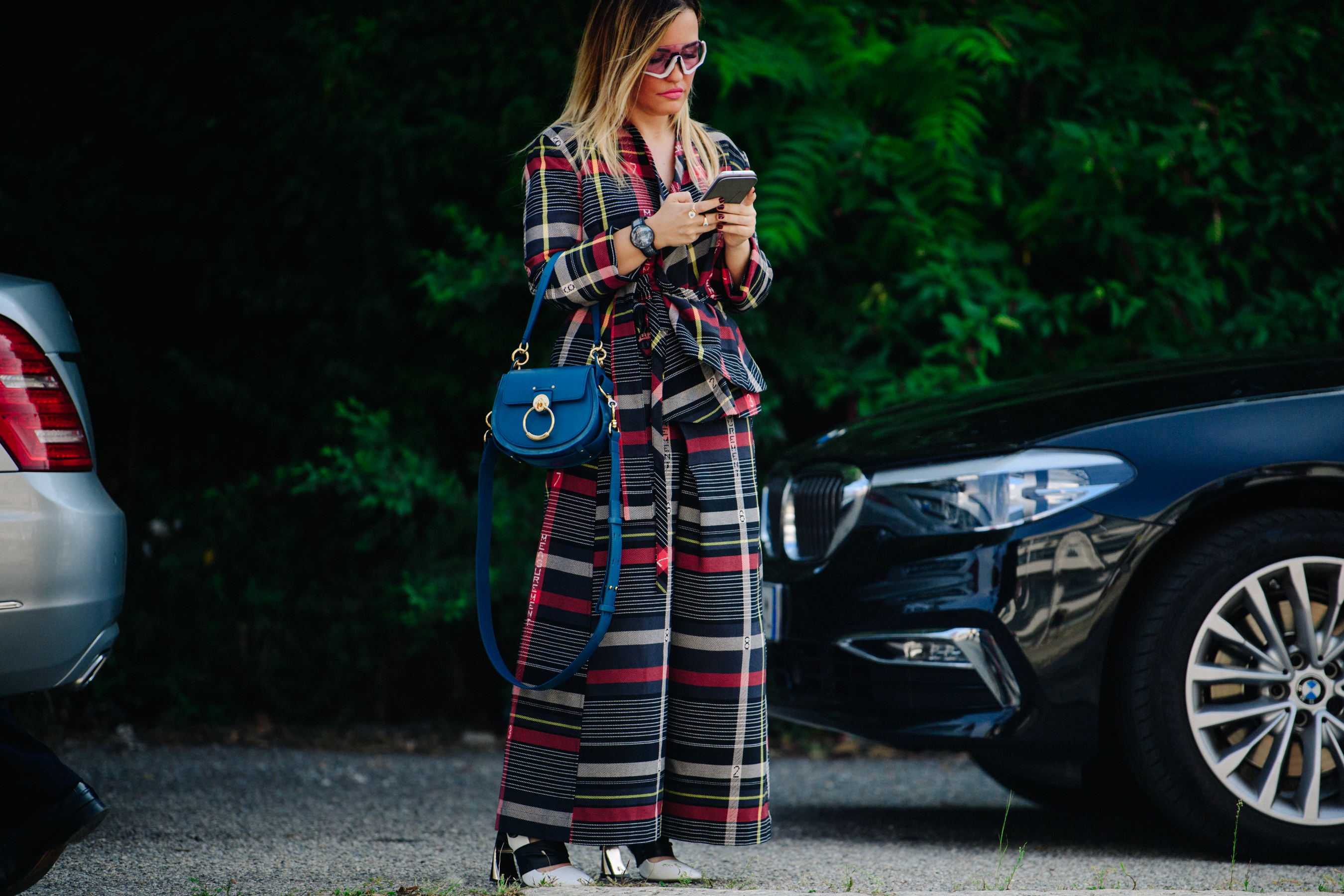 Woman wearing colourful coat