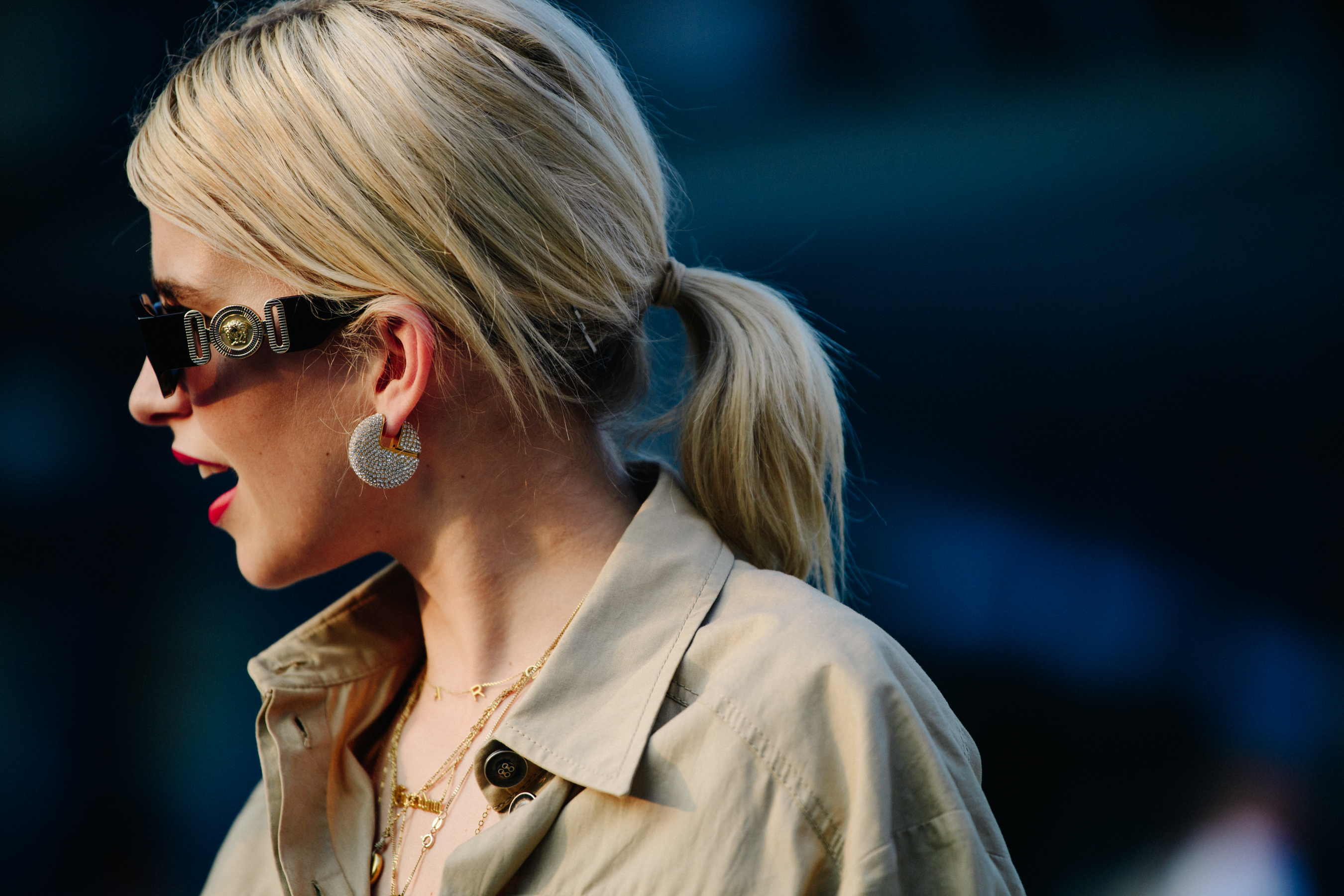 German blogger wearing diamond earrings