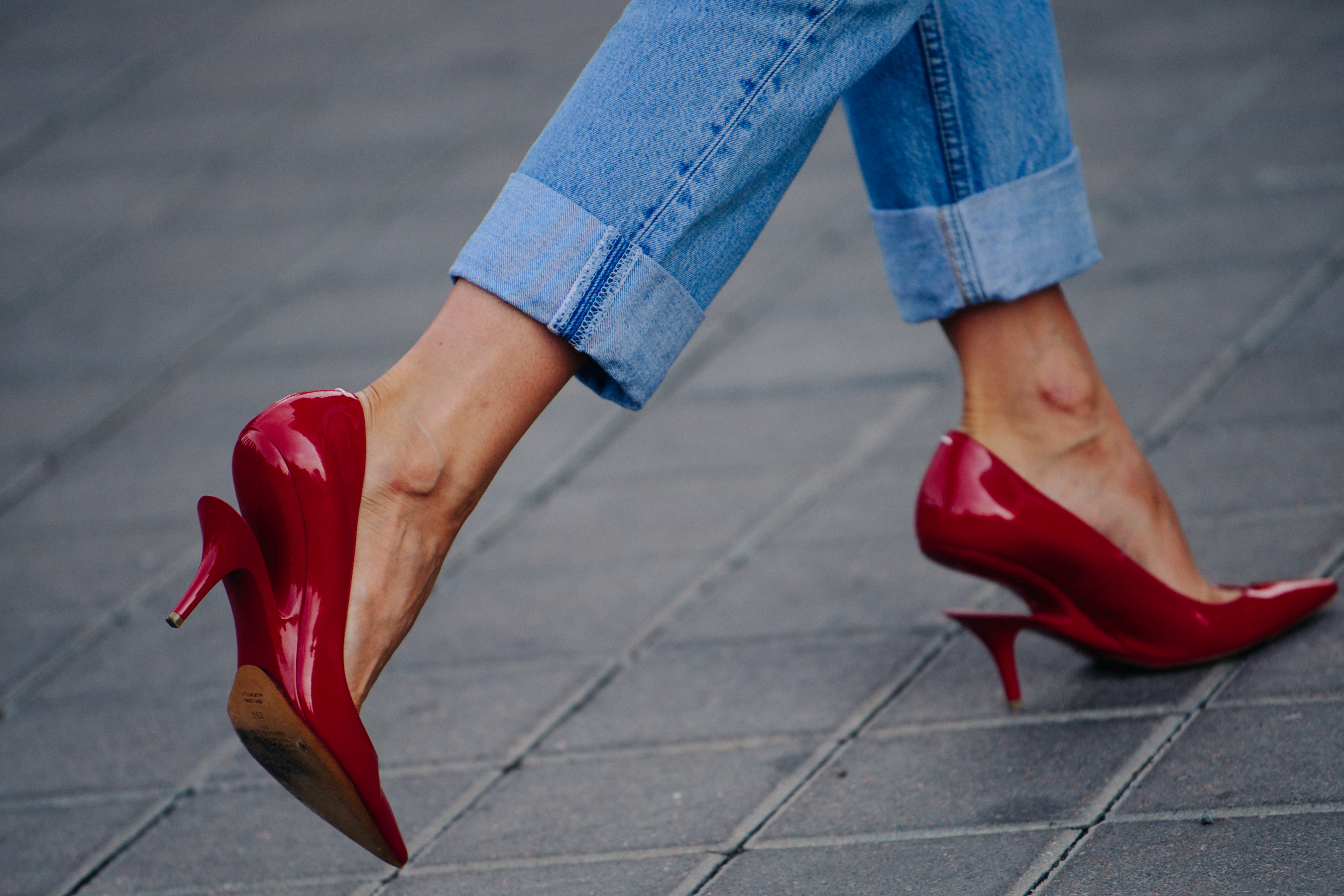 Woman wearing red heels