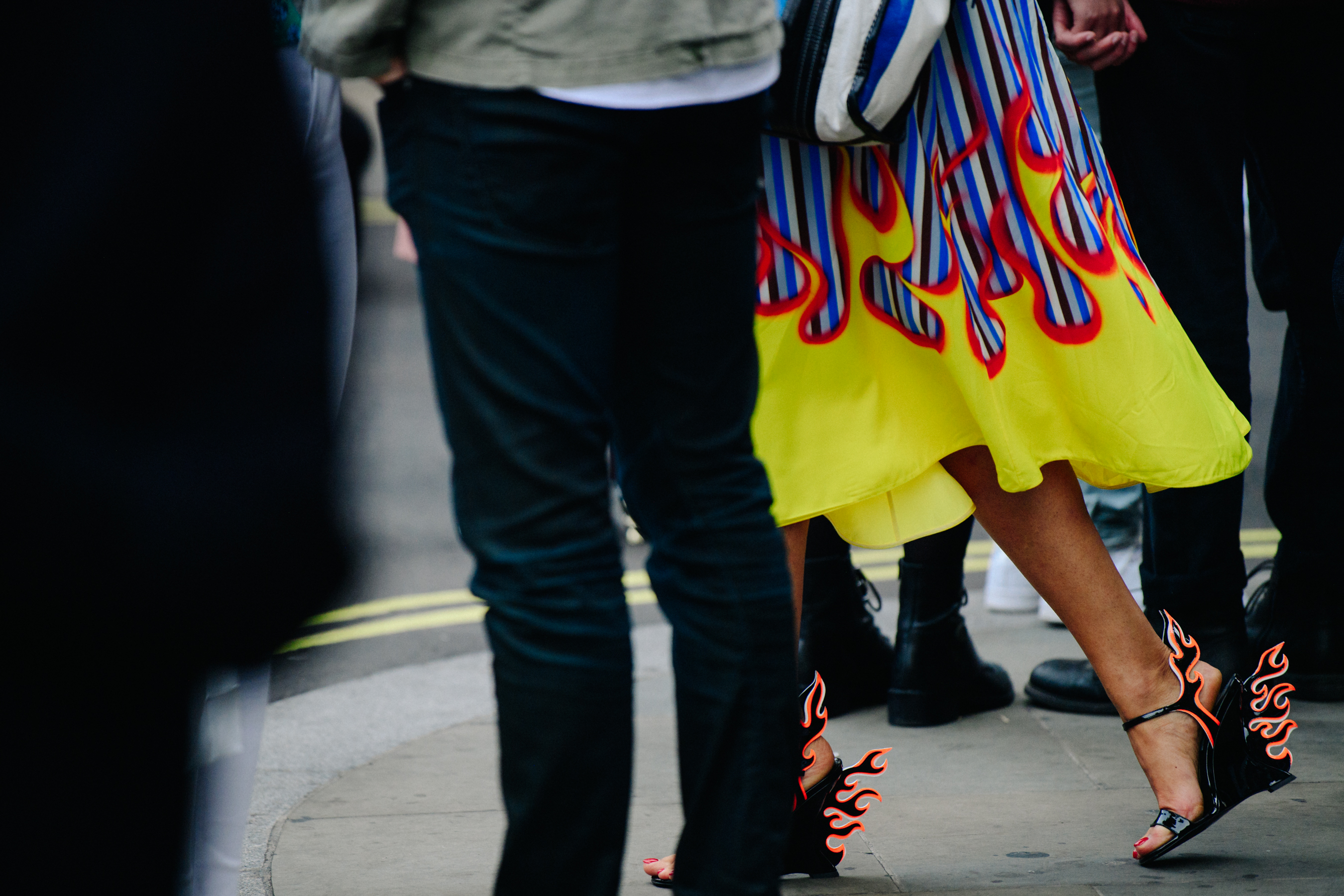 Woman wearing fire skirt