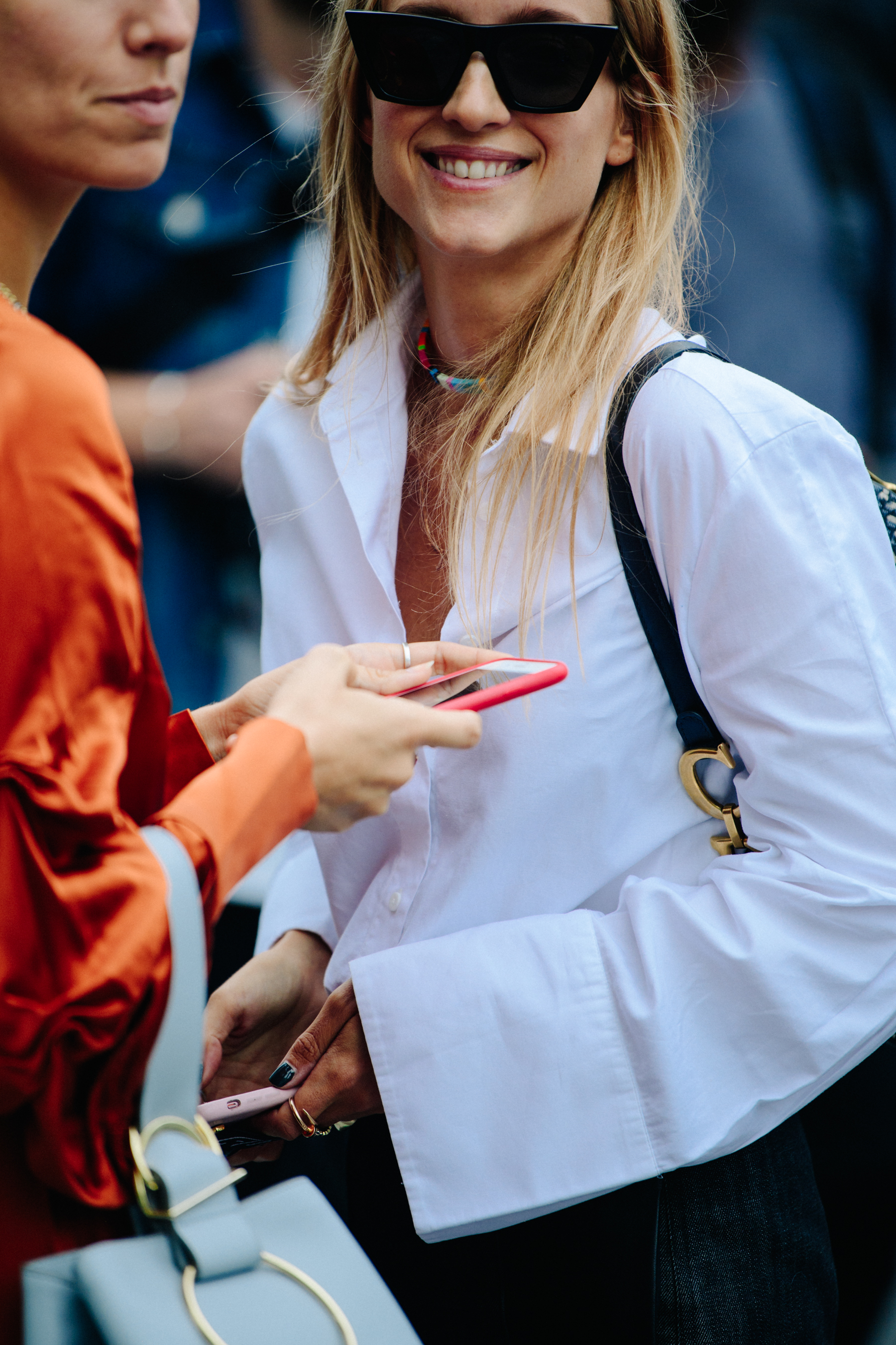 Woman wearing white shirt