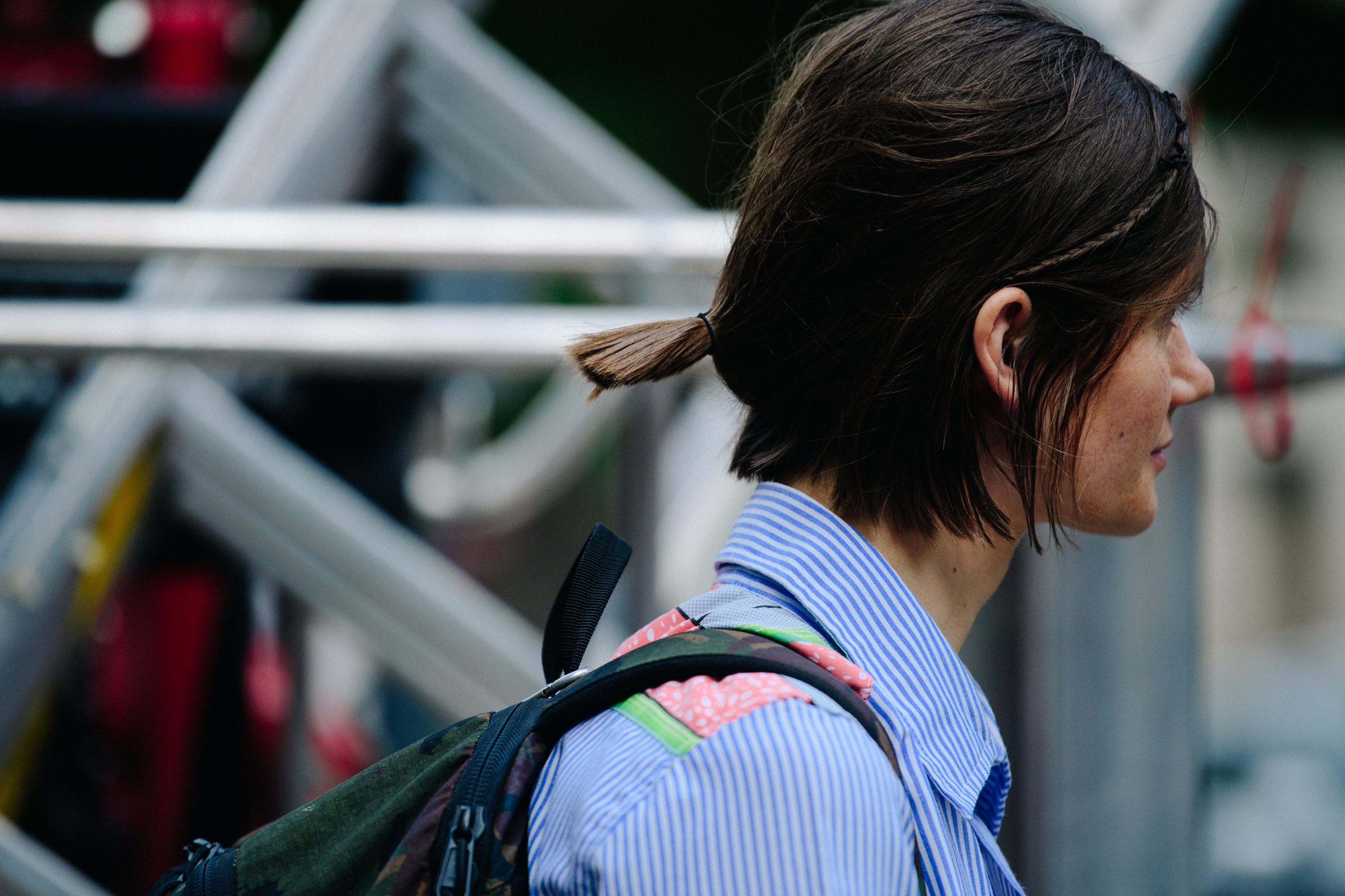 Czech model wearing striped shirt
