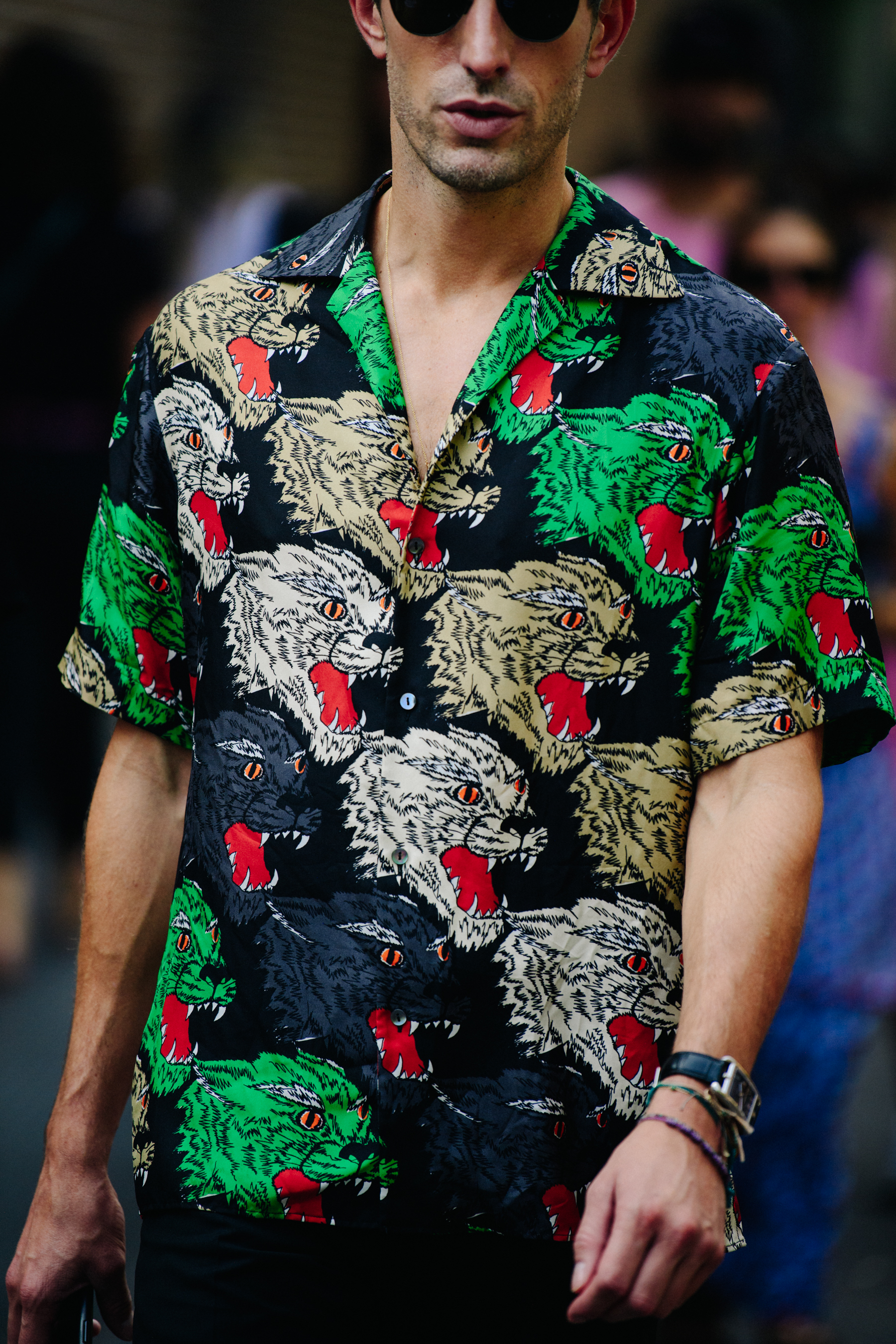 Man wearing pattern shirt