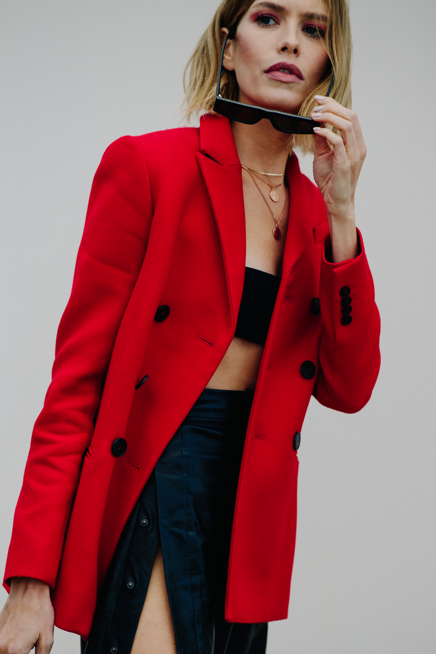 Russian woman wearing red jacket