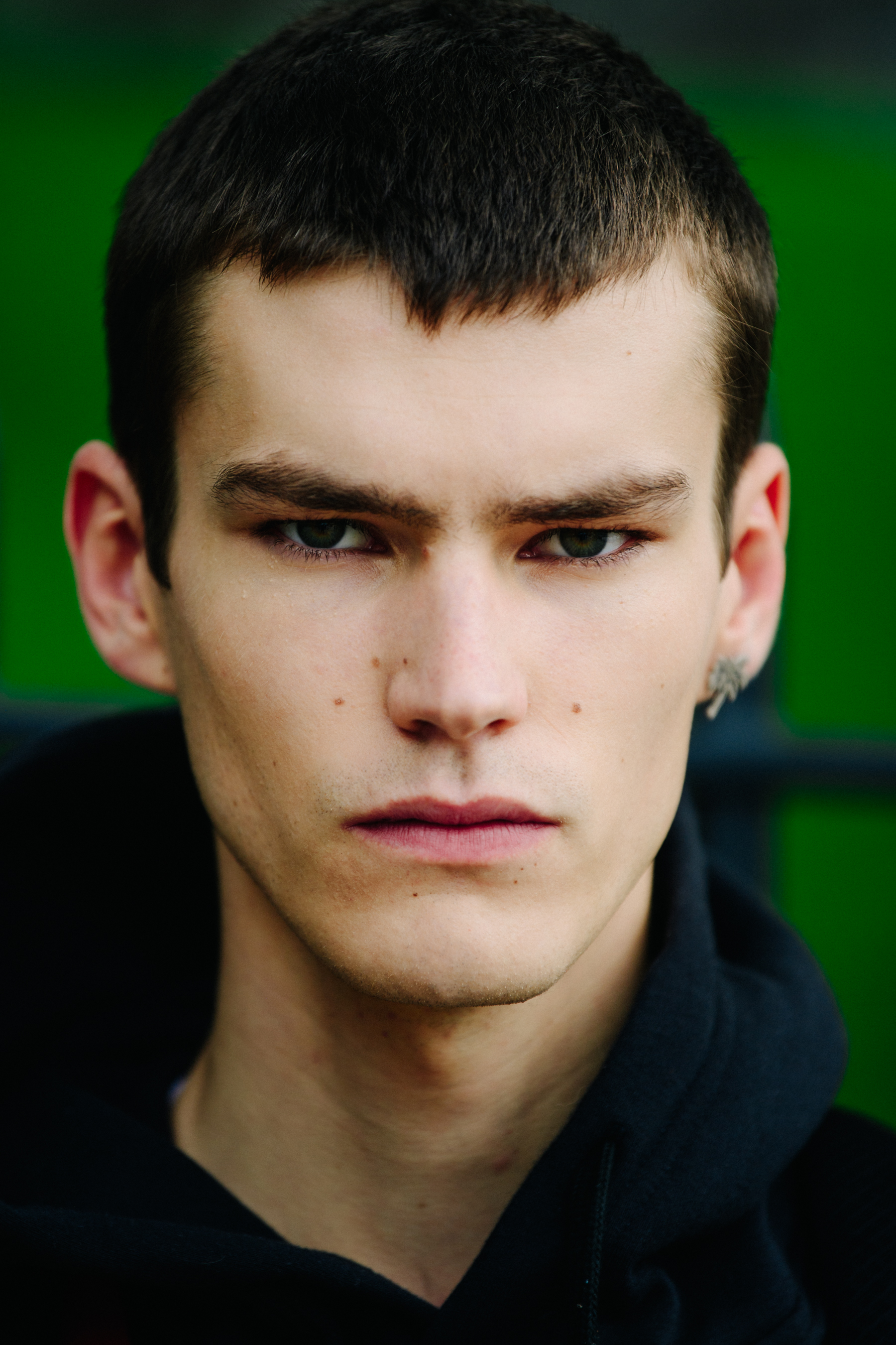Portrait of model with green eyes