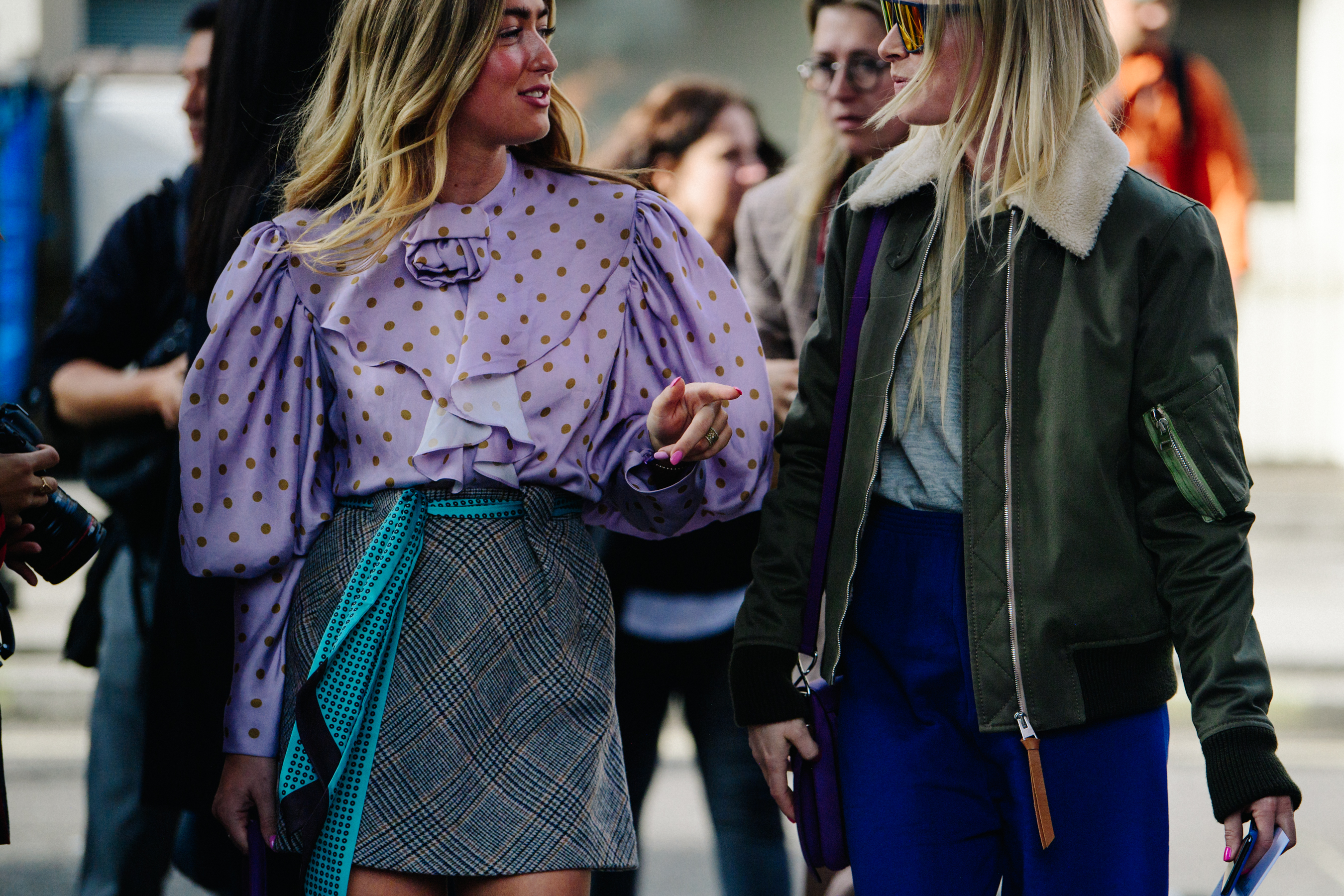 Danish bloggers wearing purple and green