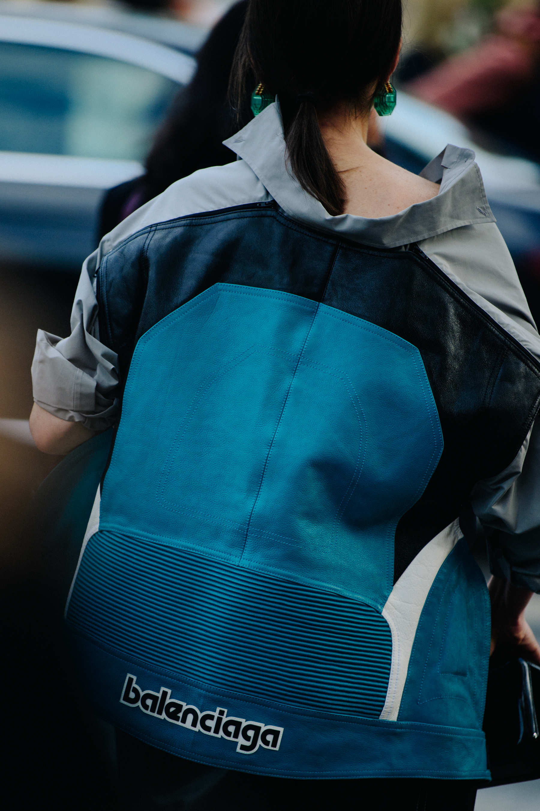 Woman wearing Balenciaga jacket