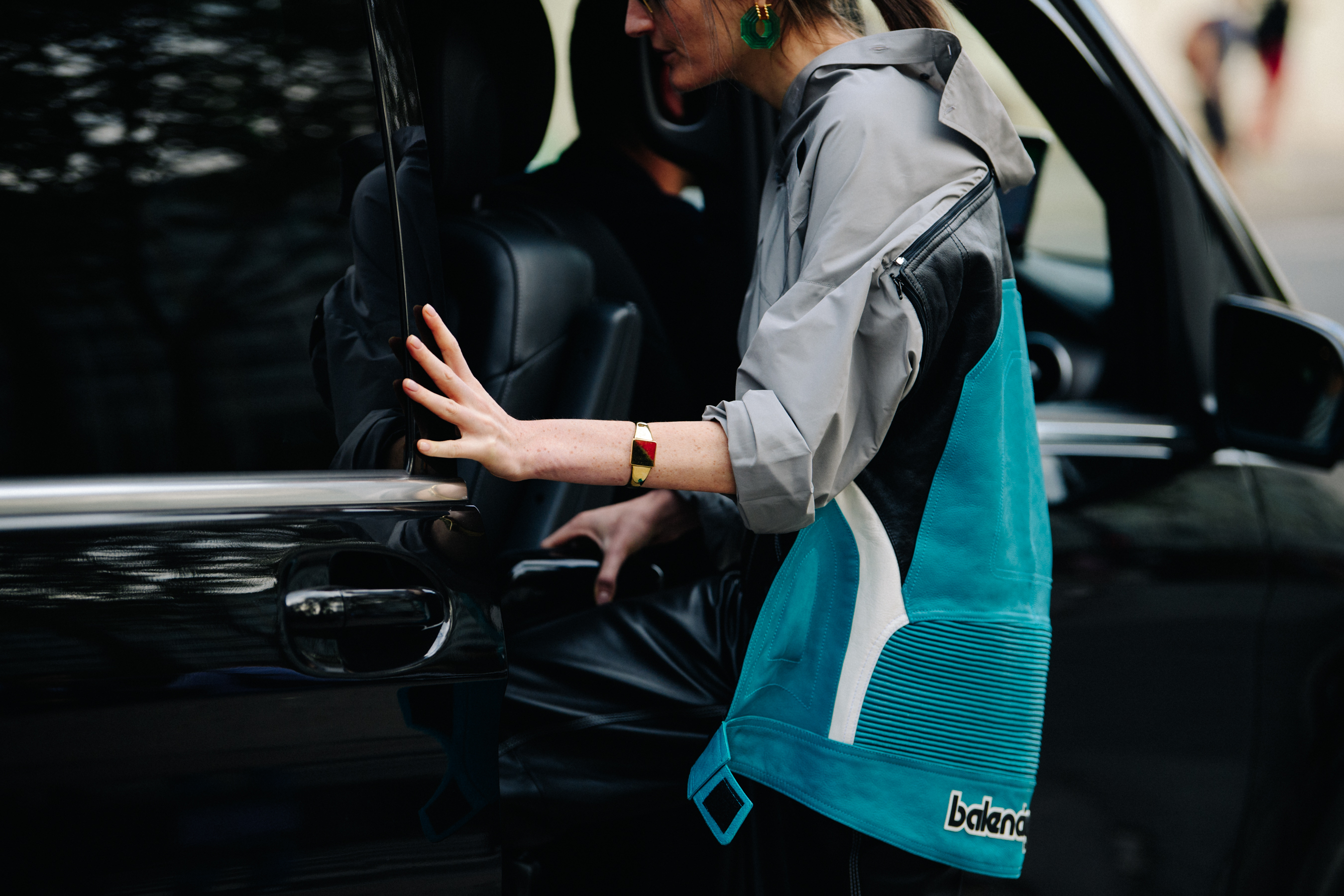 Woman wearing Balenciaga jacket