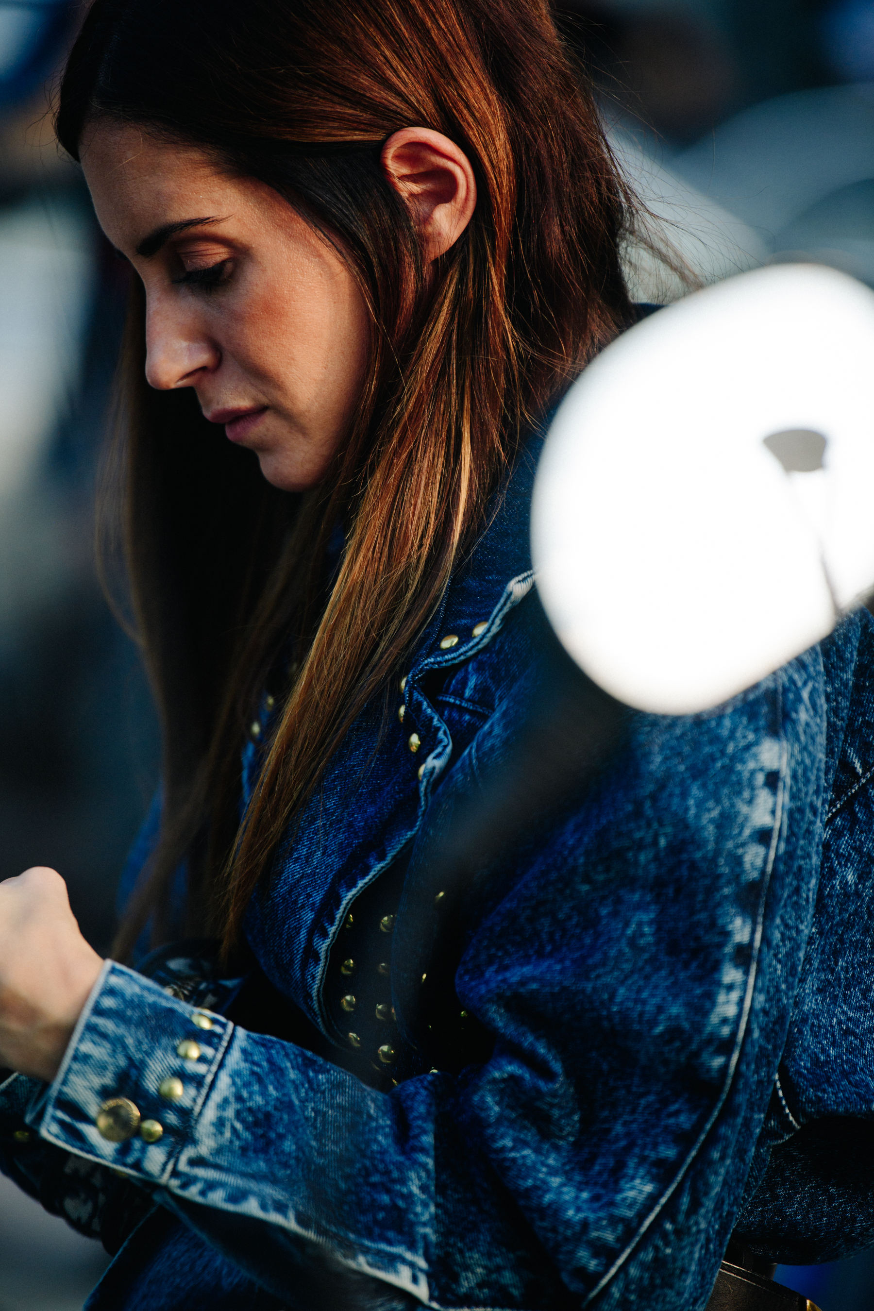 Woman wearing denim outfit
