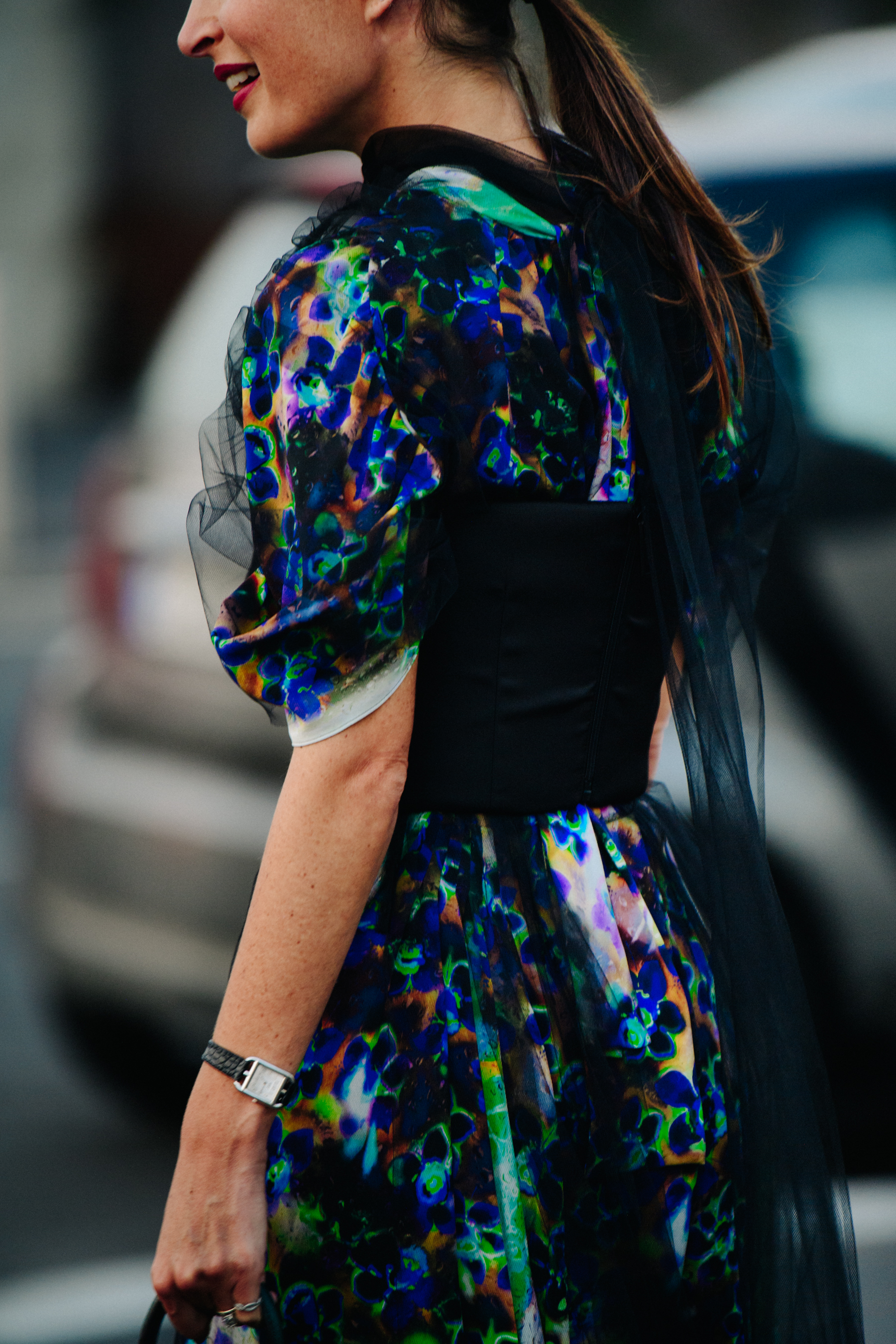 Woman wearing colourful dress