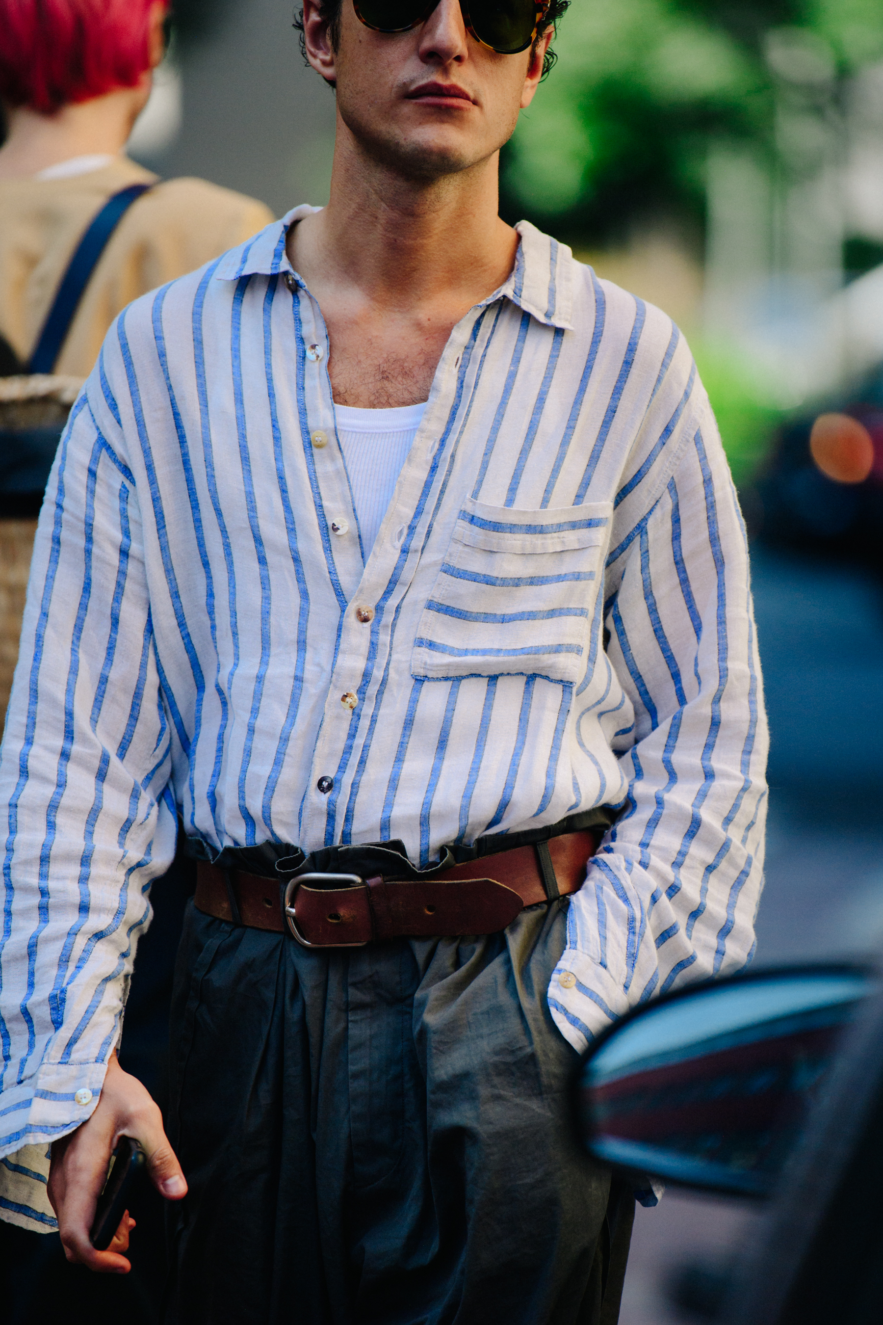 Man wearing striped shirt