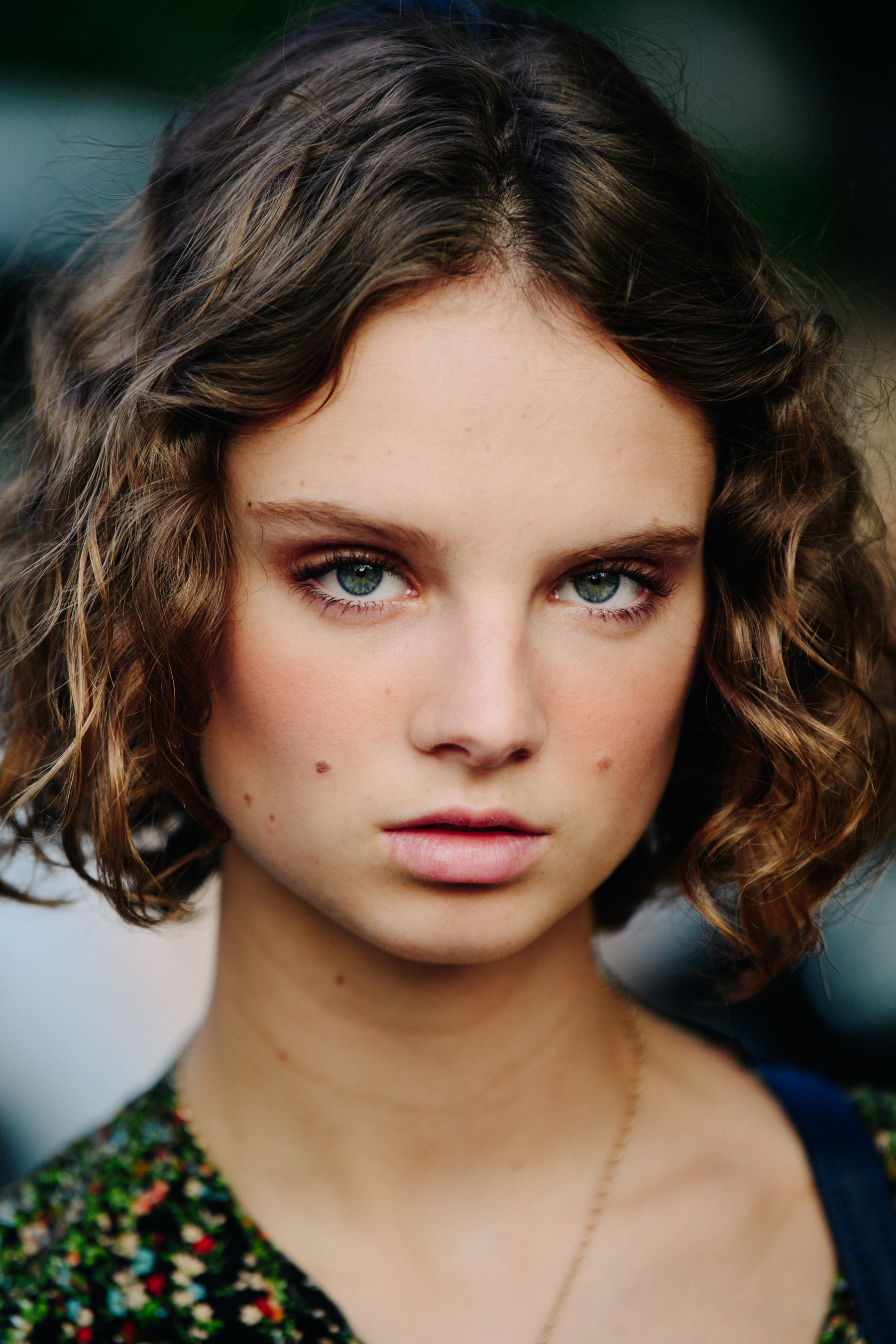 Portrait of British model with green eyes