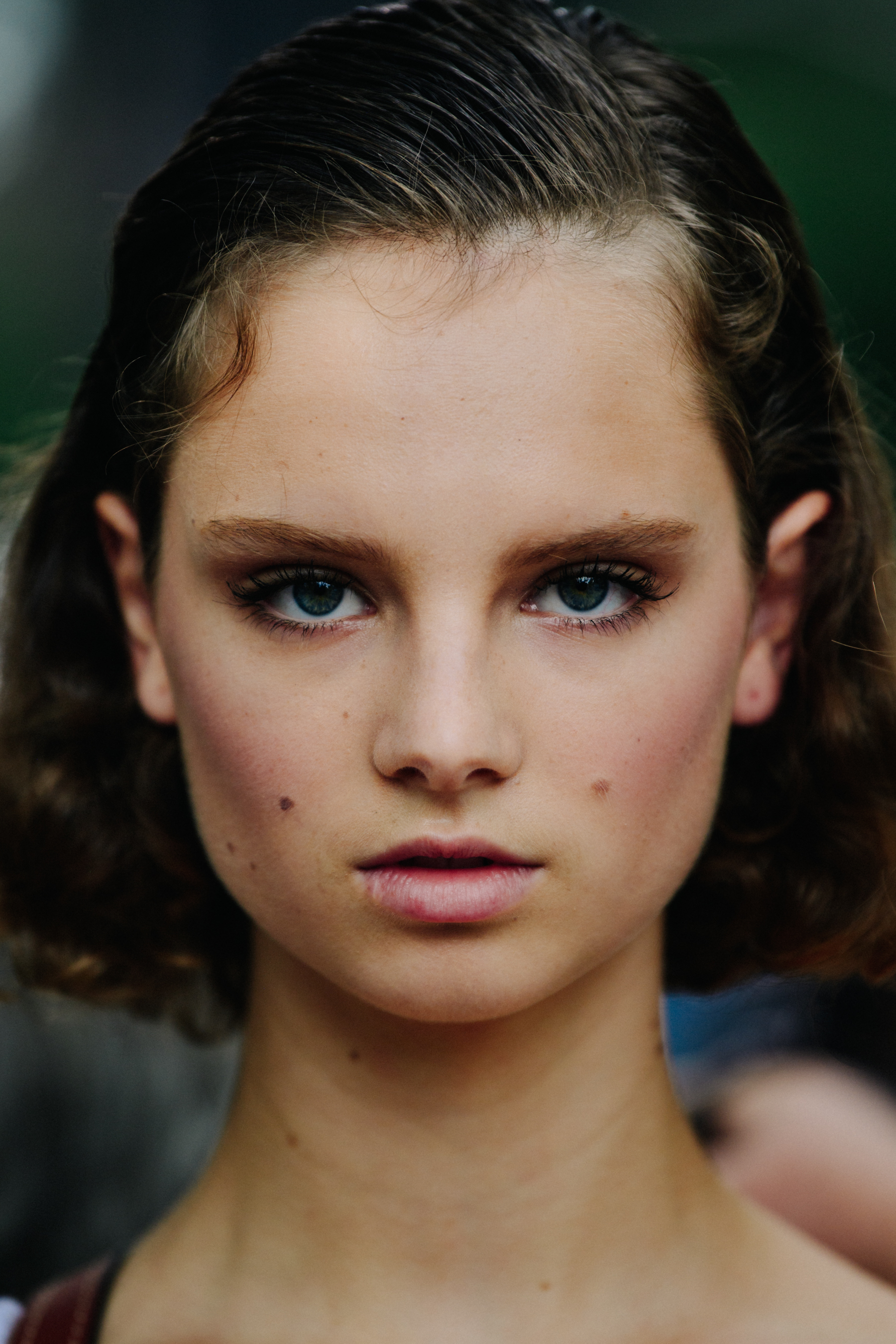 Portrait of British model with green eyes