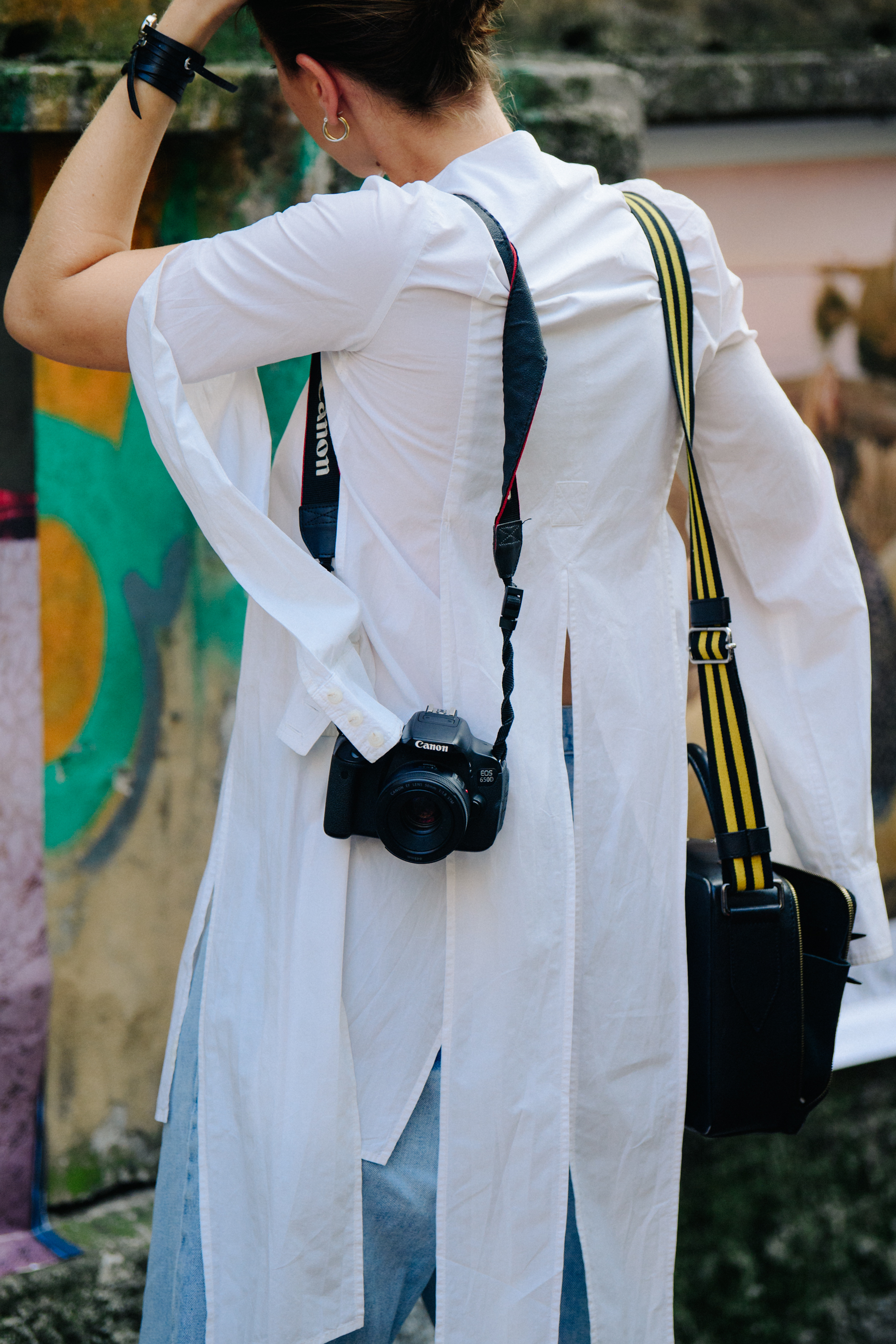 Italian woman wearing white shirt