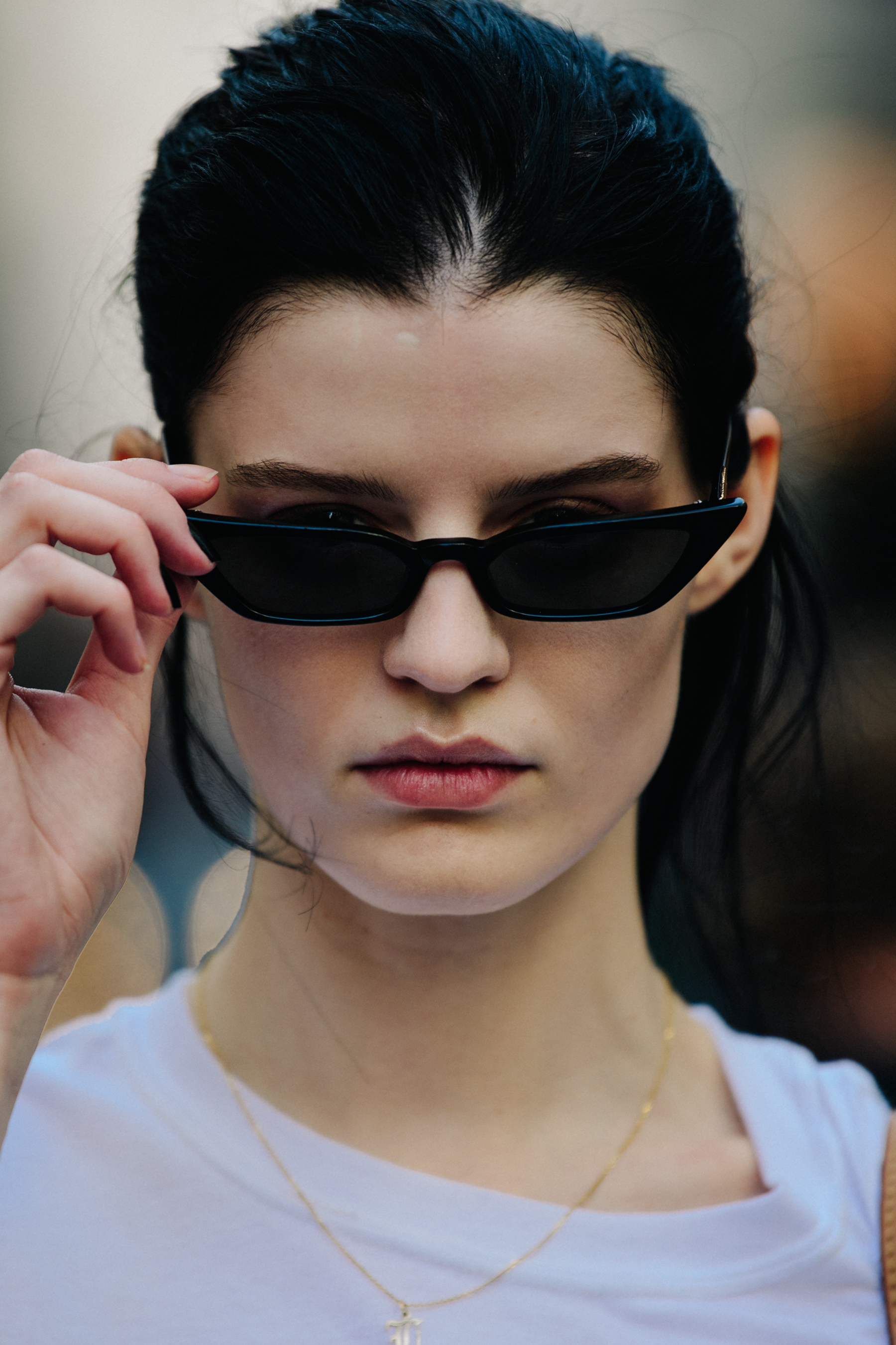 Portrait of model wearing sunglasses