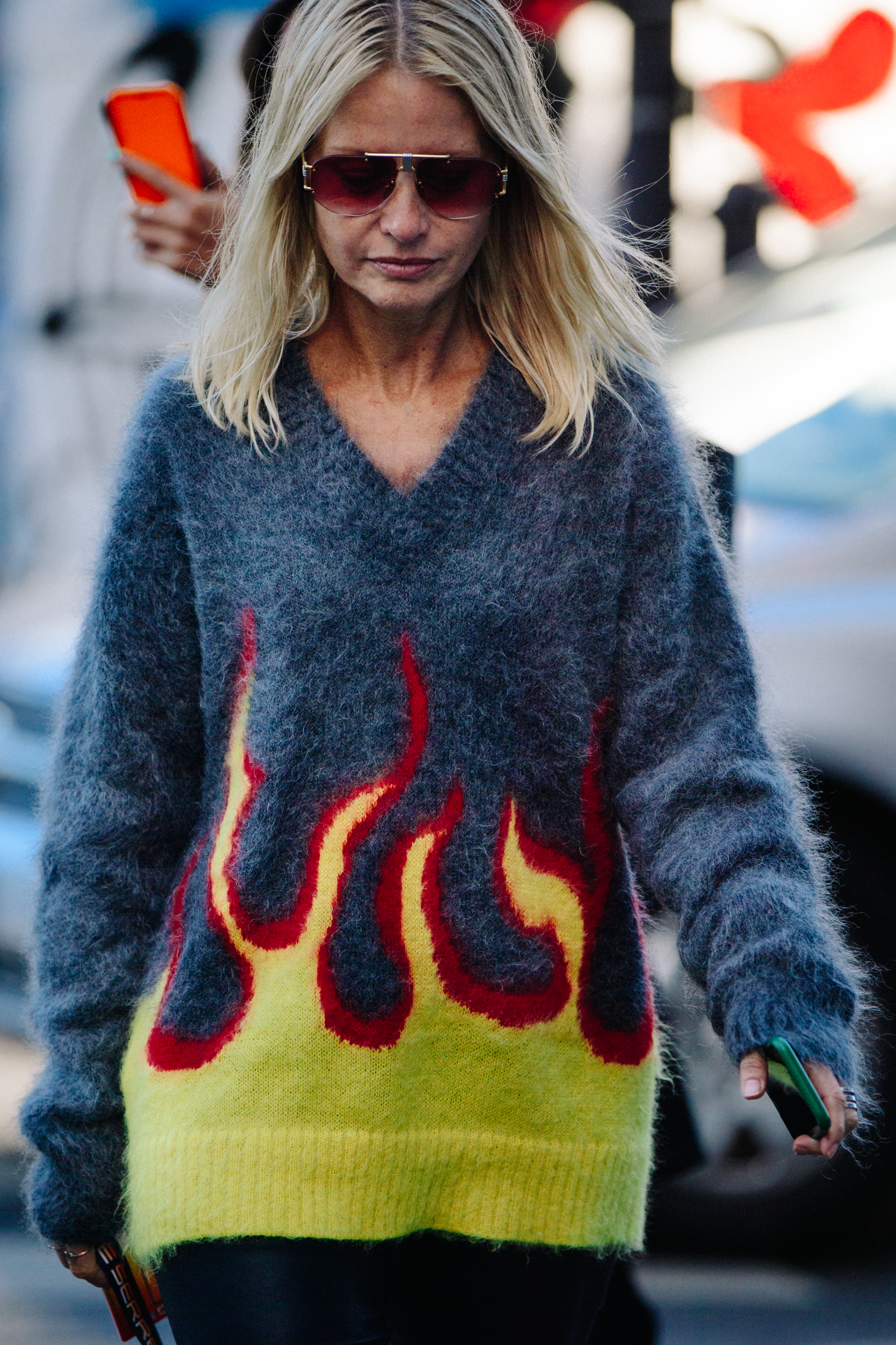 Woman wearing Prada jumper