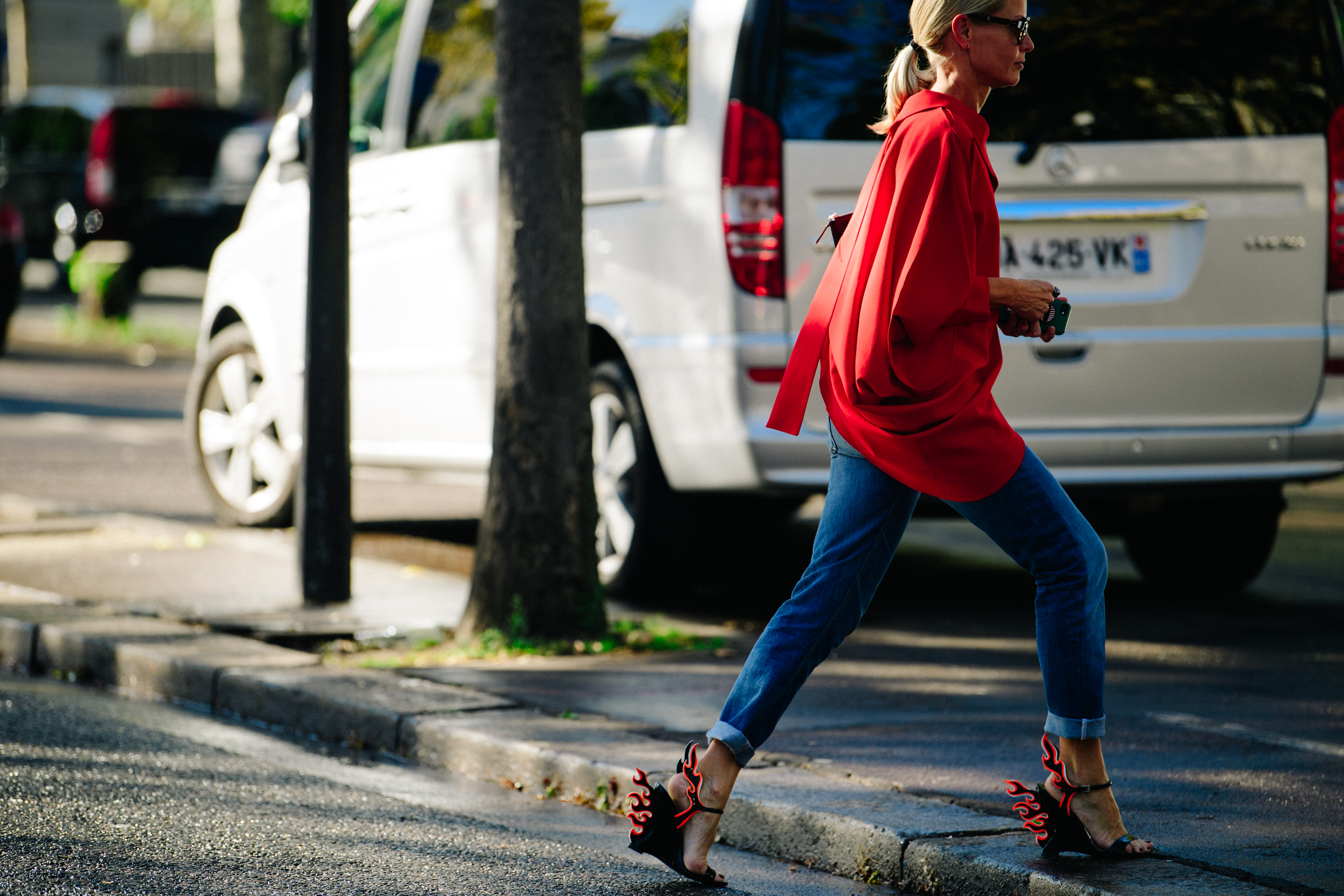 British buyer wearing Prada heels