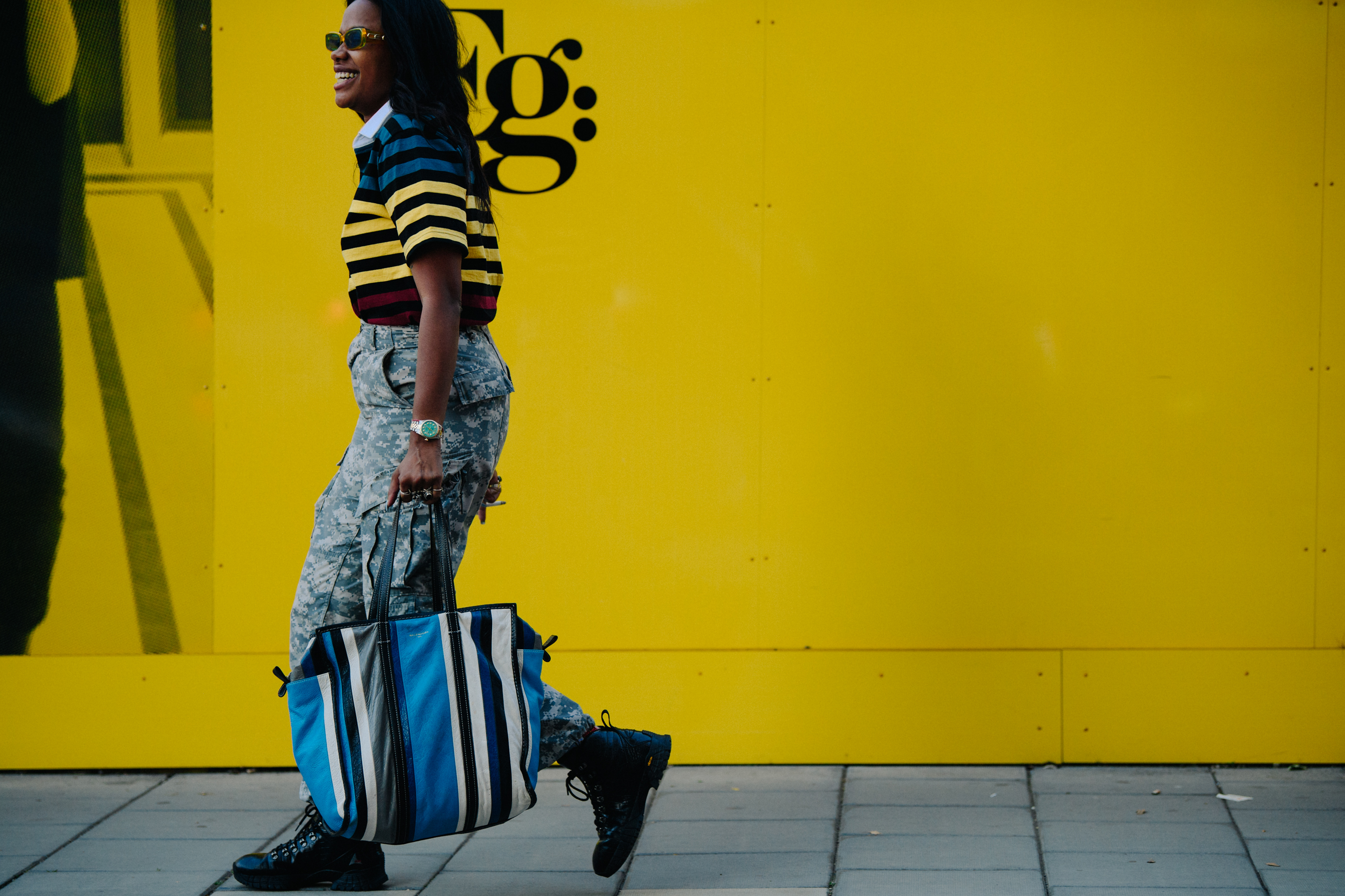 Woman wearing combat pants