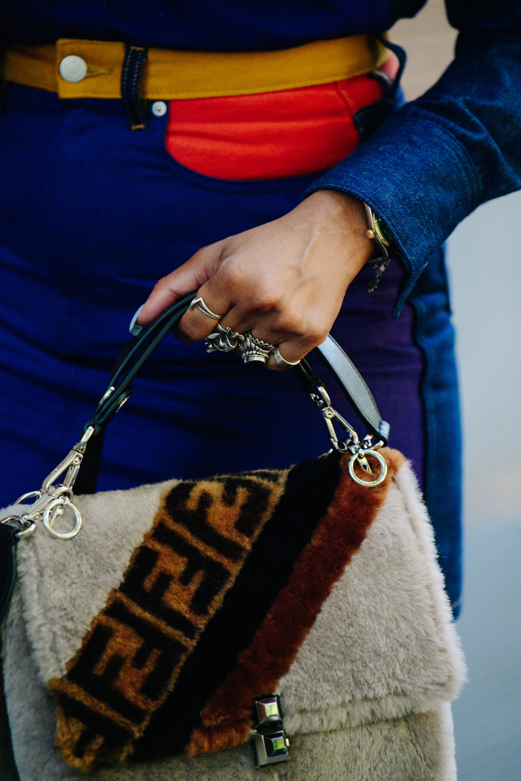 Woman carrying Fendi bag