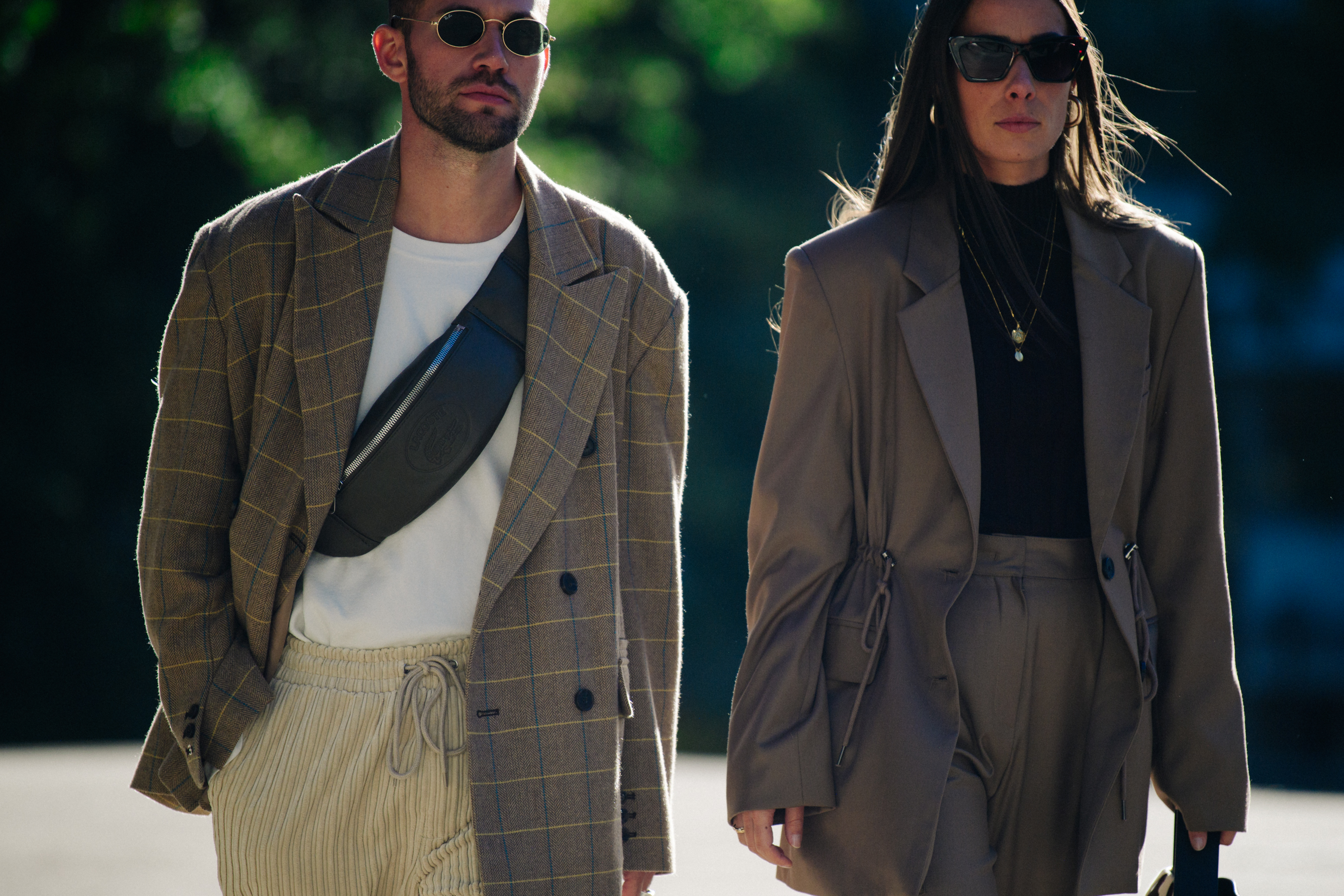 Couple wearing matching suits