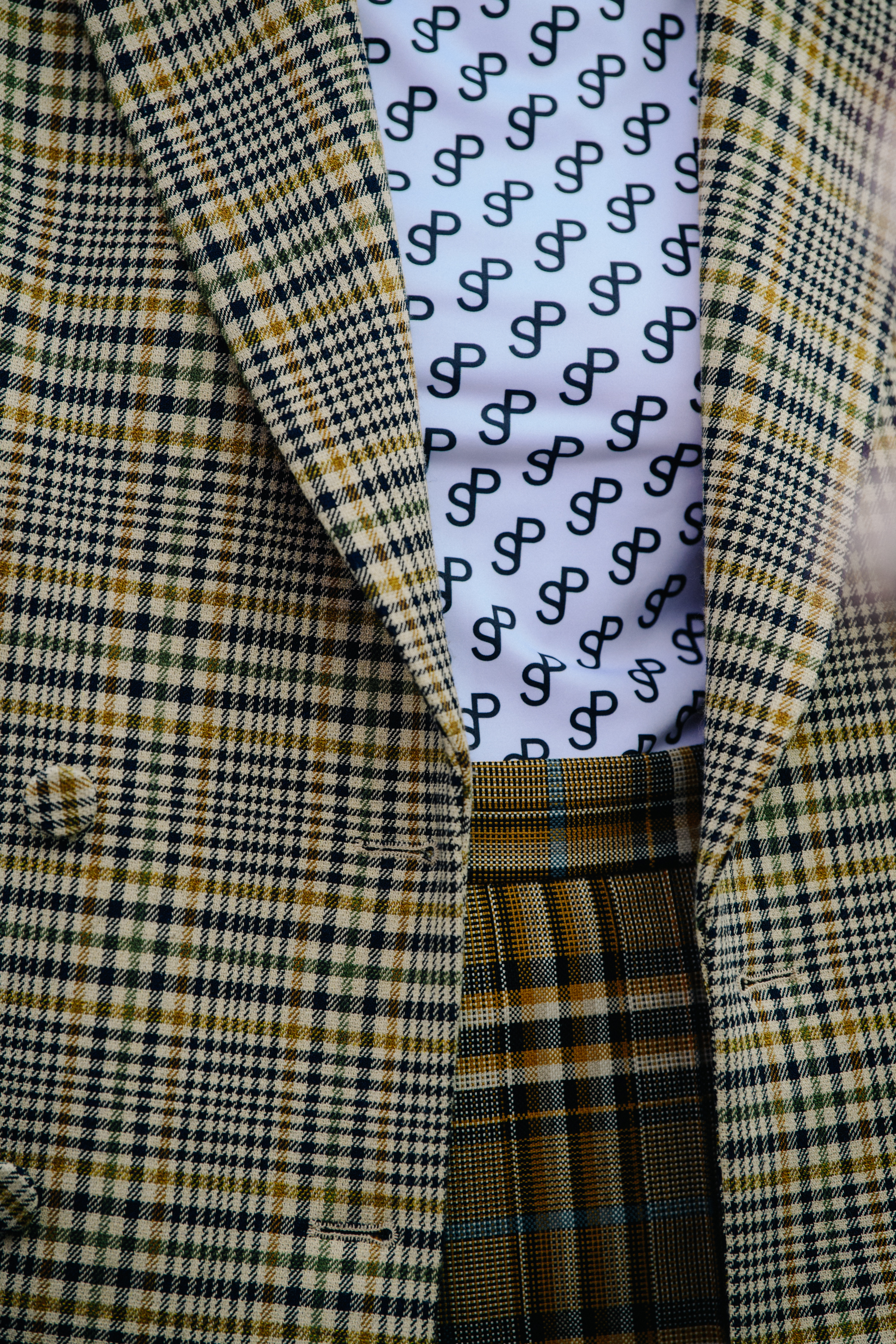 Woman wearing check coat