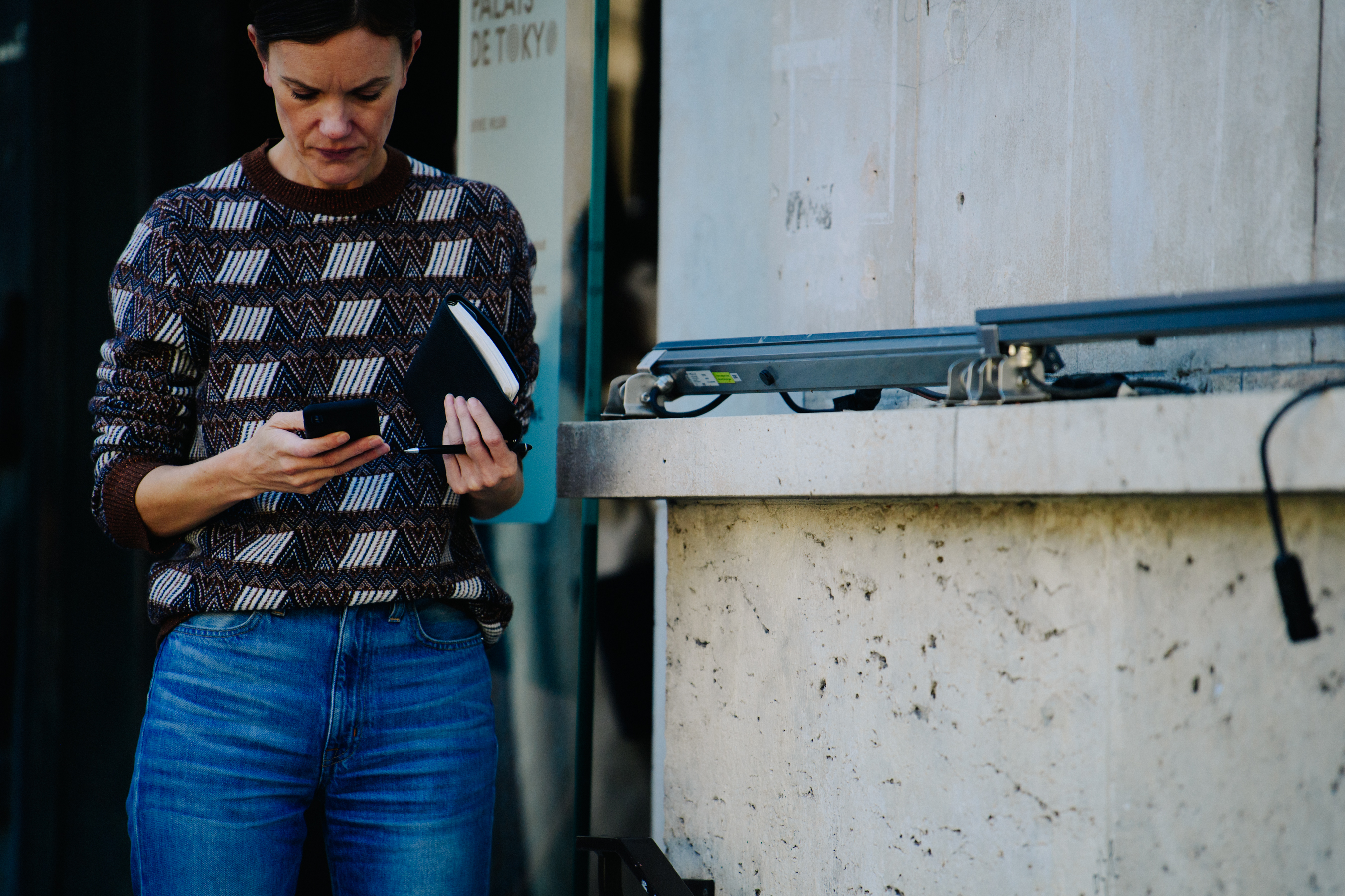 Editor wearing pattern jumper