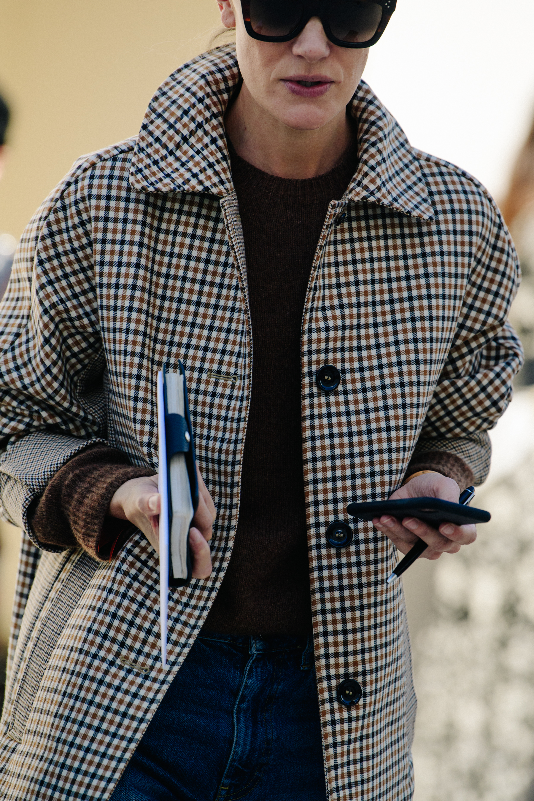 Editor wearing Aquascutum coat