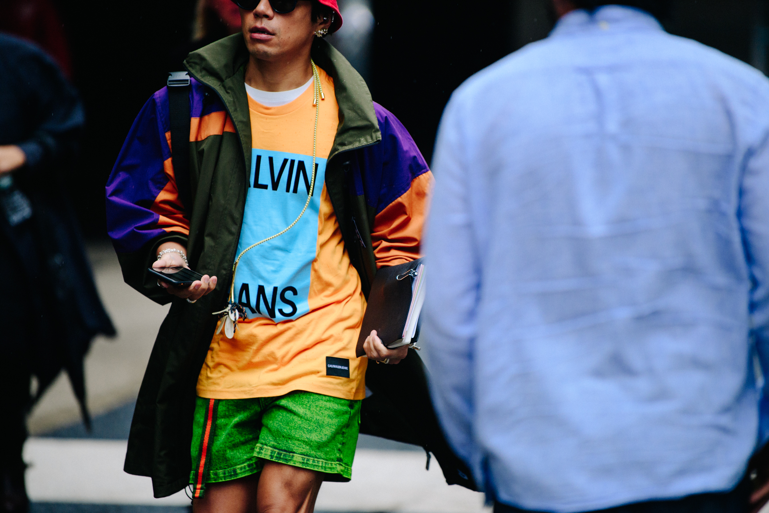 Man wearing colourful outfit