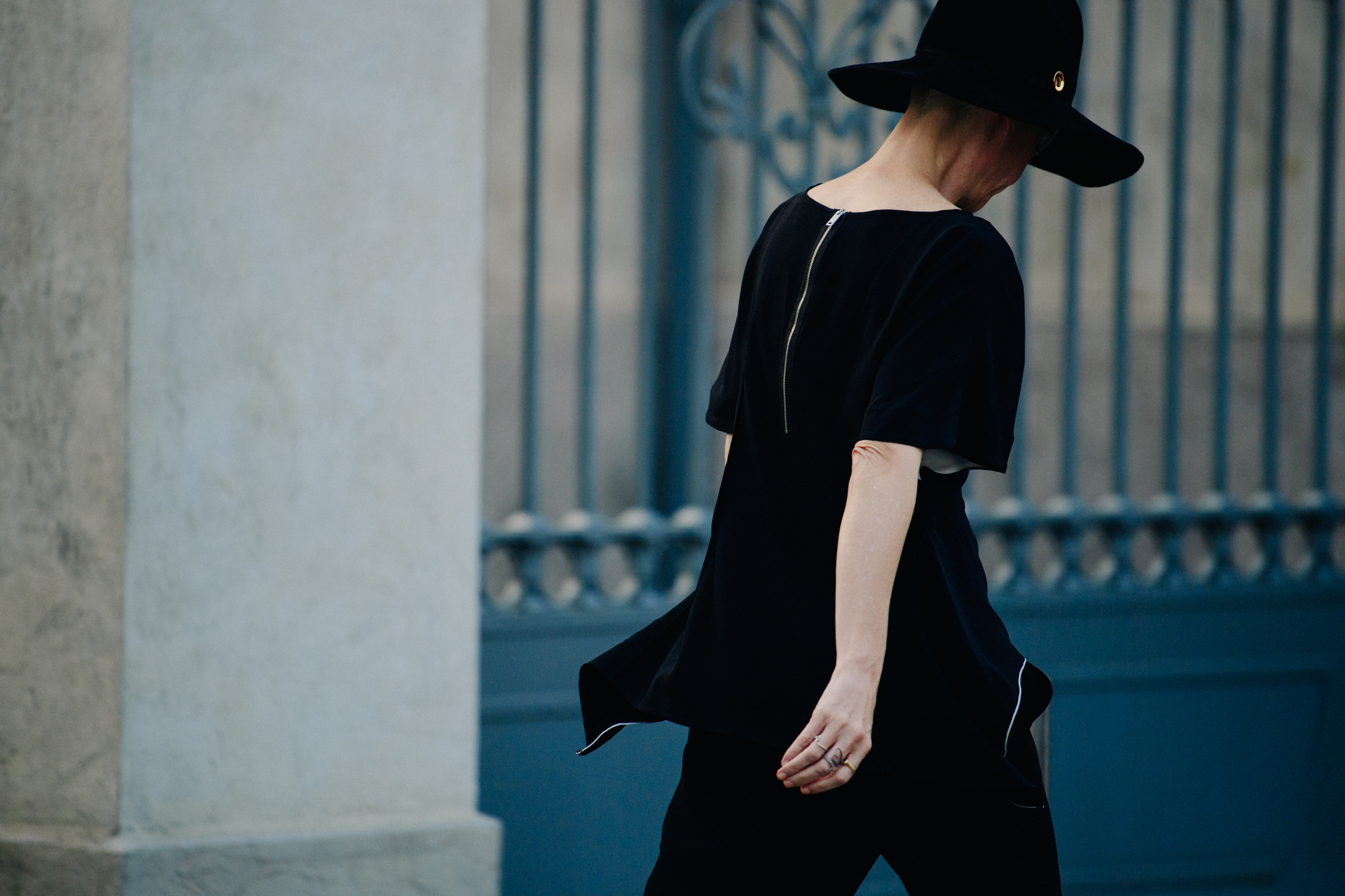 Woman wearing black outfit