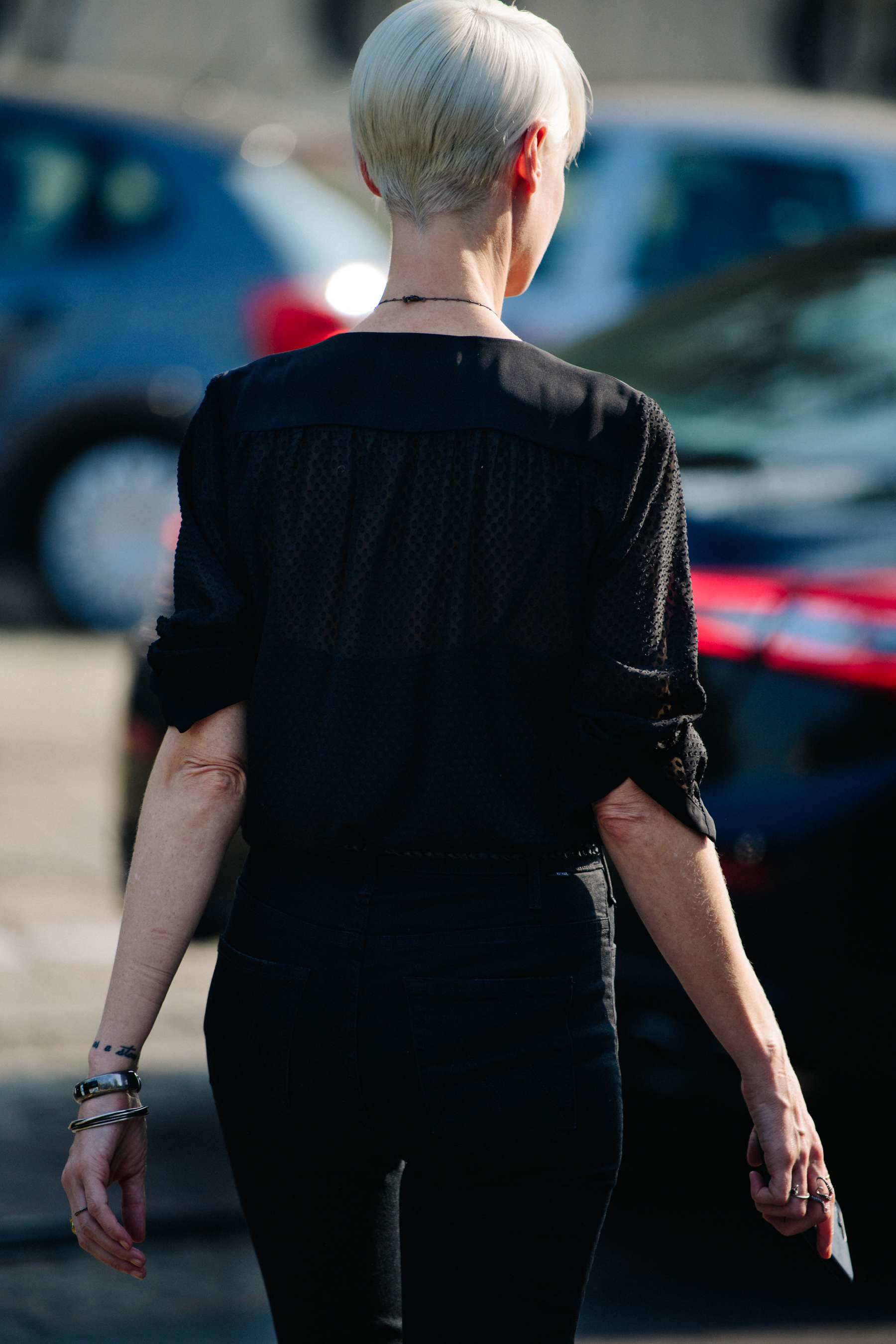 Woman wearing black outfit