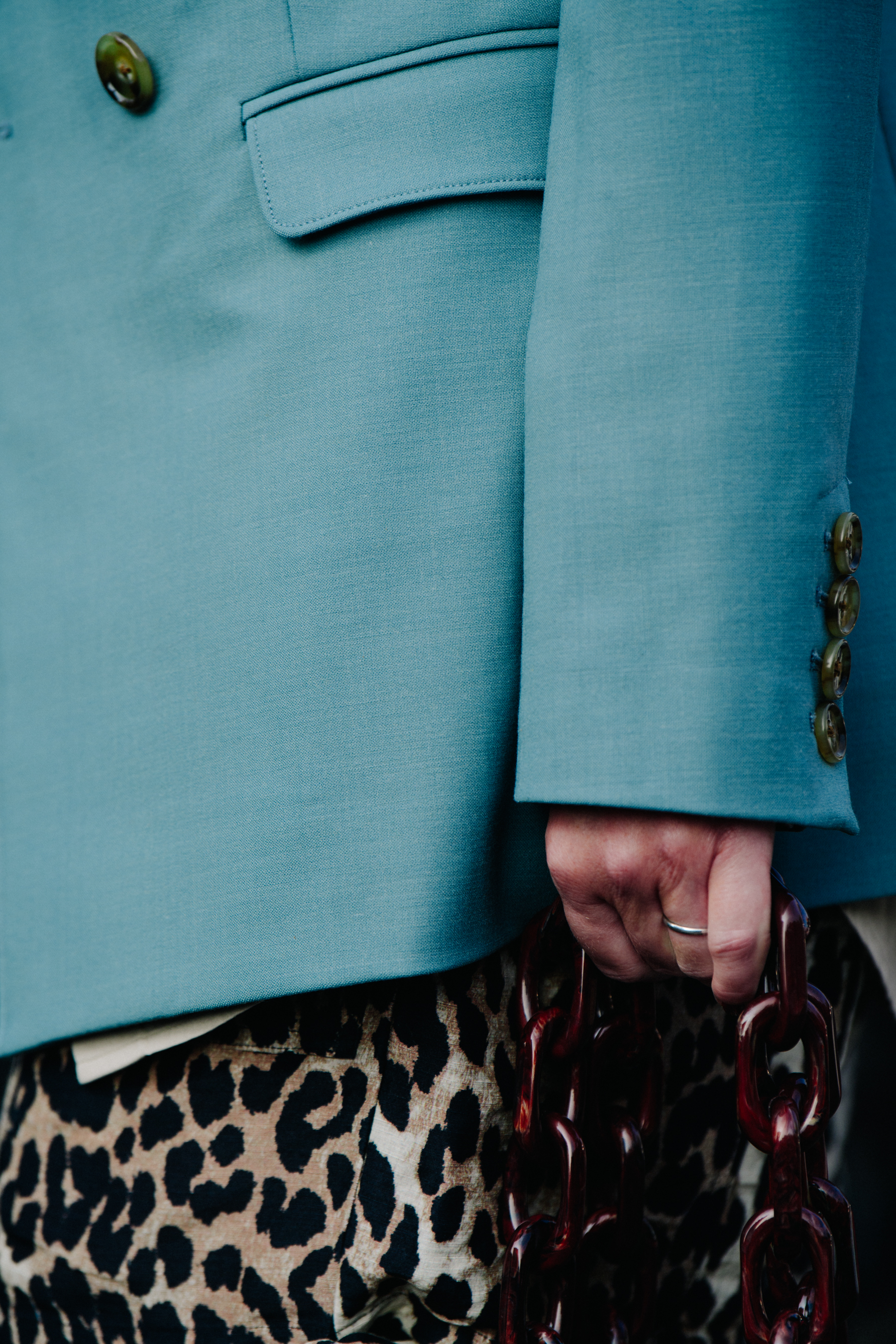 Woman wearing blue suit
