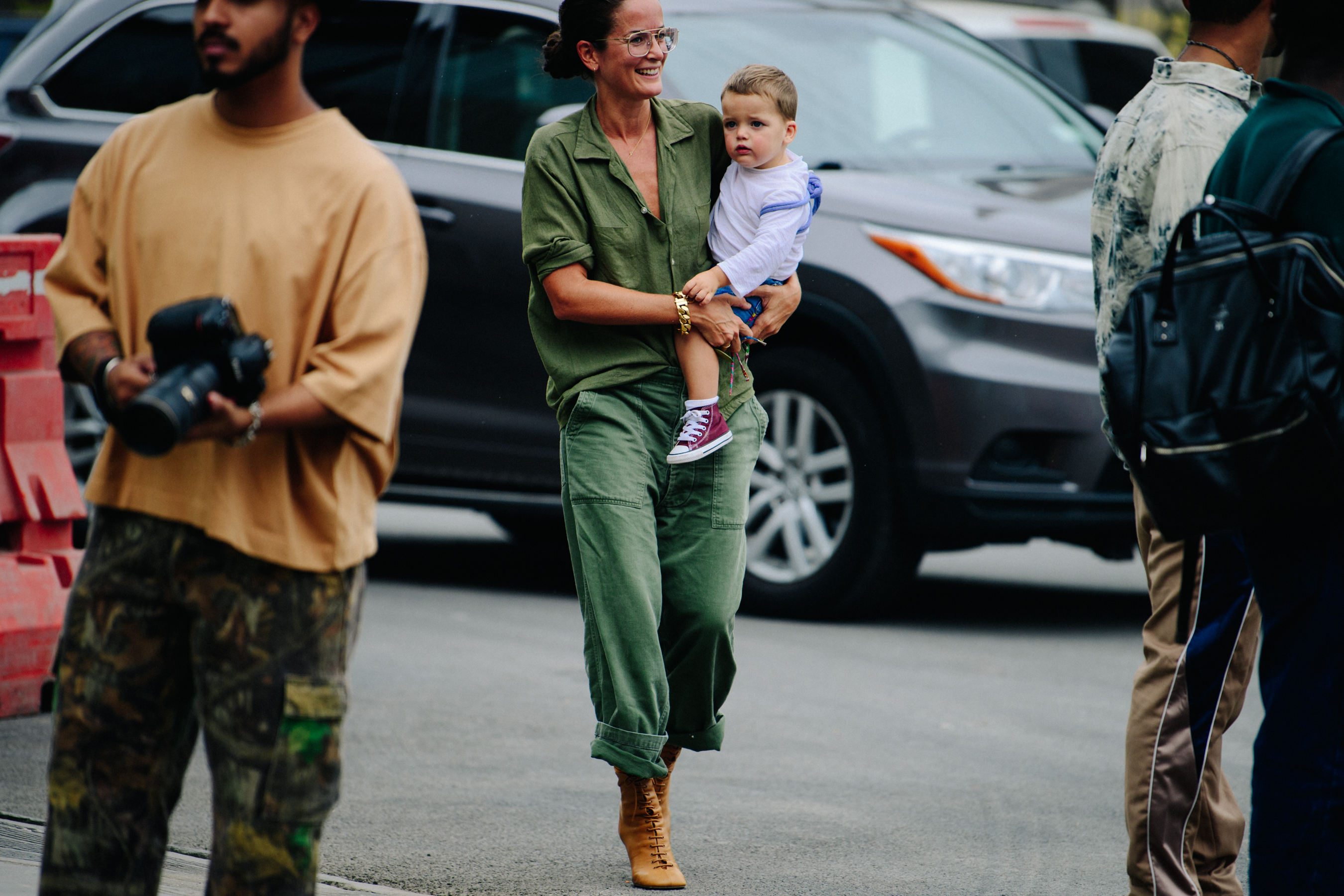 Woman wearing green outfit